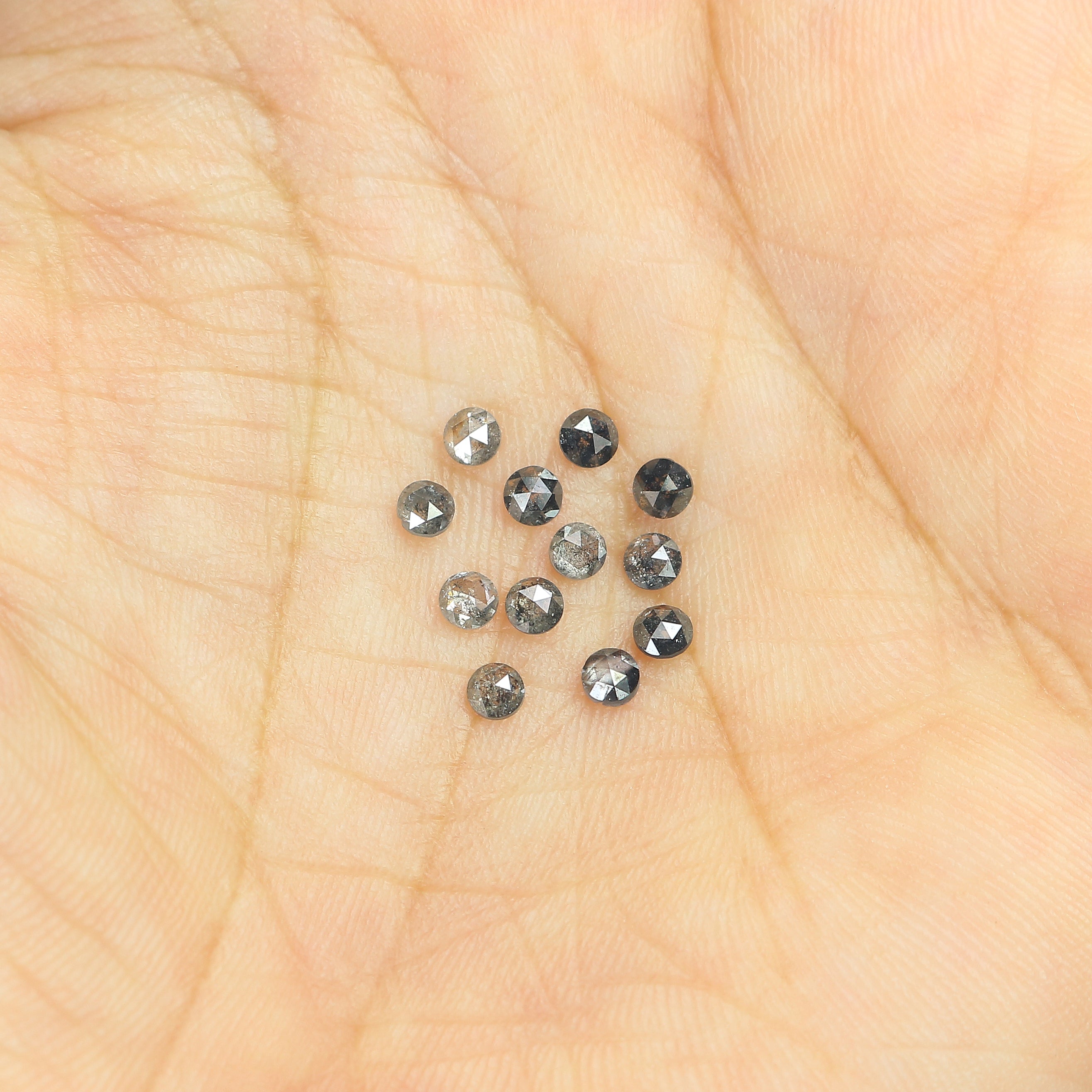 0.91 Ct Natural Loose Round Rose Cut Diamond Salt And Pepper Round Diamond 2.50 MM Natural Black Grey Color Round Rose Cut Diamond LQ7993