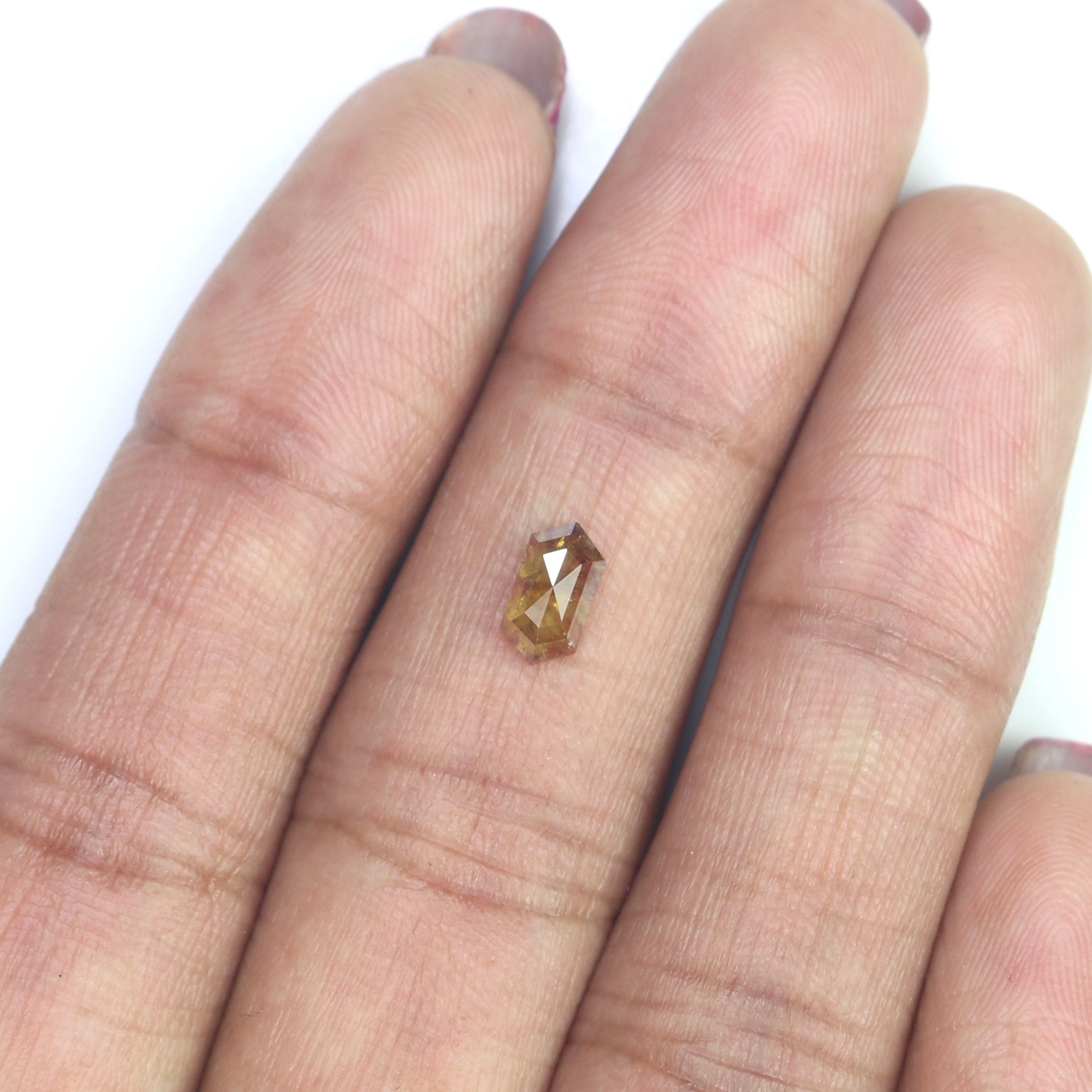 0.59 CT Natural Loose Hexagon Shape Diamond Yellow Color Hexagon Diamond 7.05 MM Natural Loose Brown Color Hexagon Rose Cut Diamond N2652