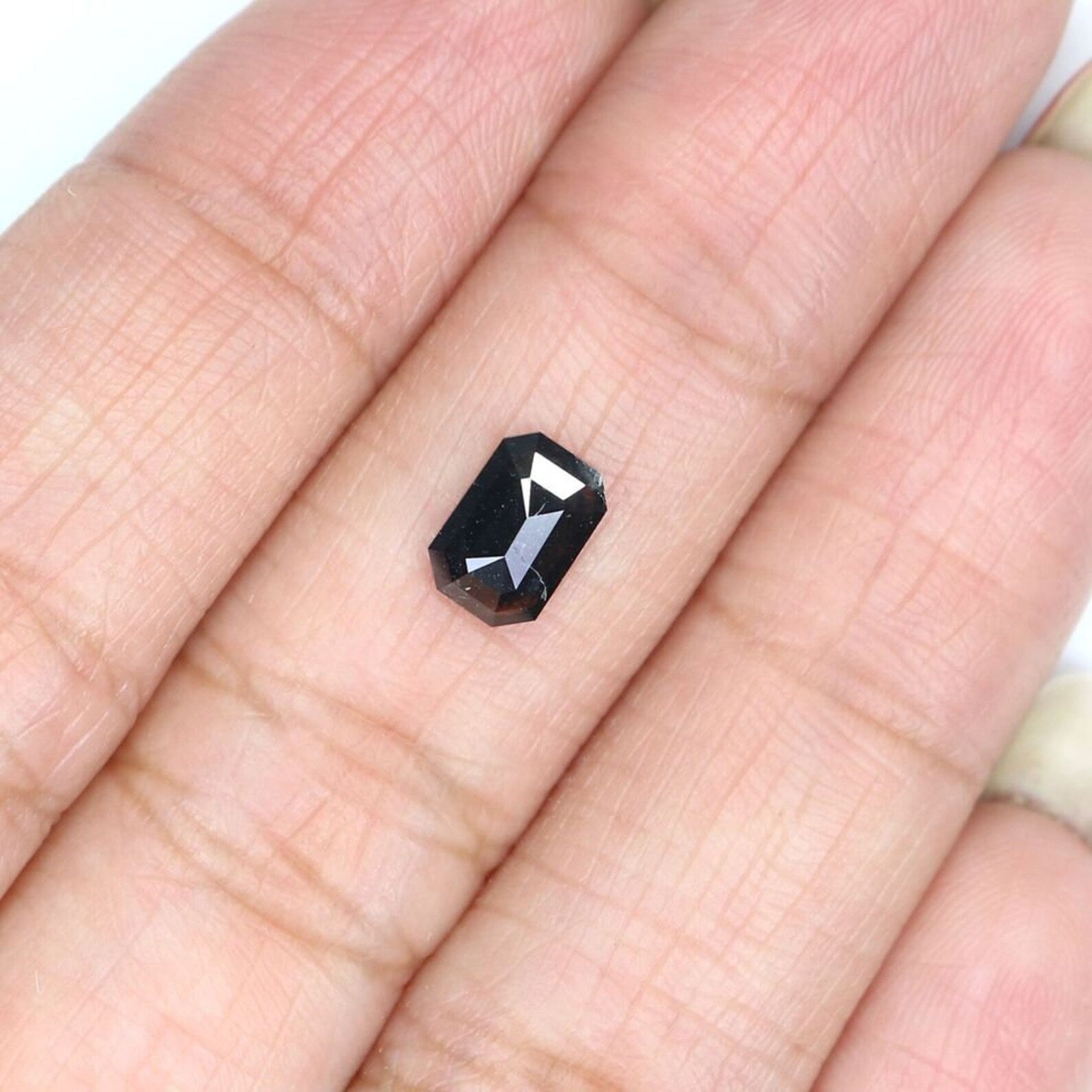 0.71 Ct Natural Loose Emerald Shape Diamond Salt And Pepper Emerald Diamond 6.85 MM Natural Black Grey Color Emerald Rose Cut Diamond NQ2071