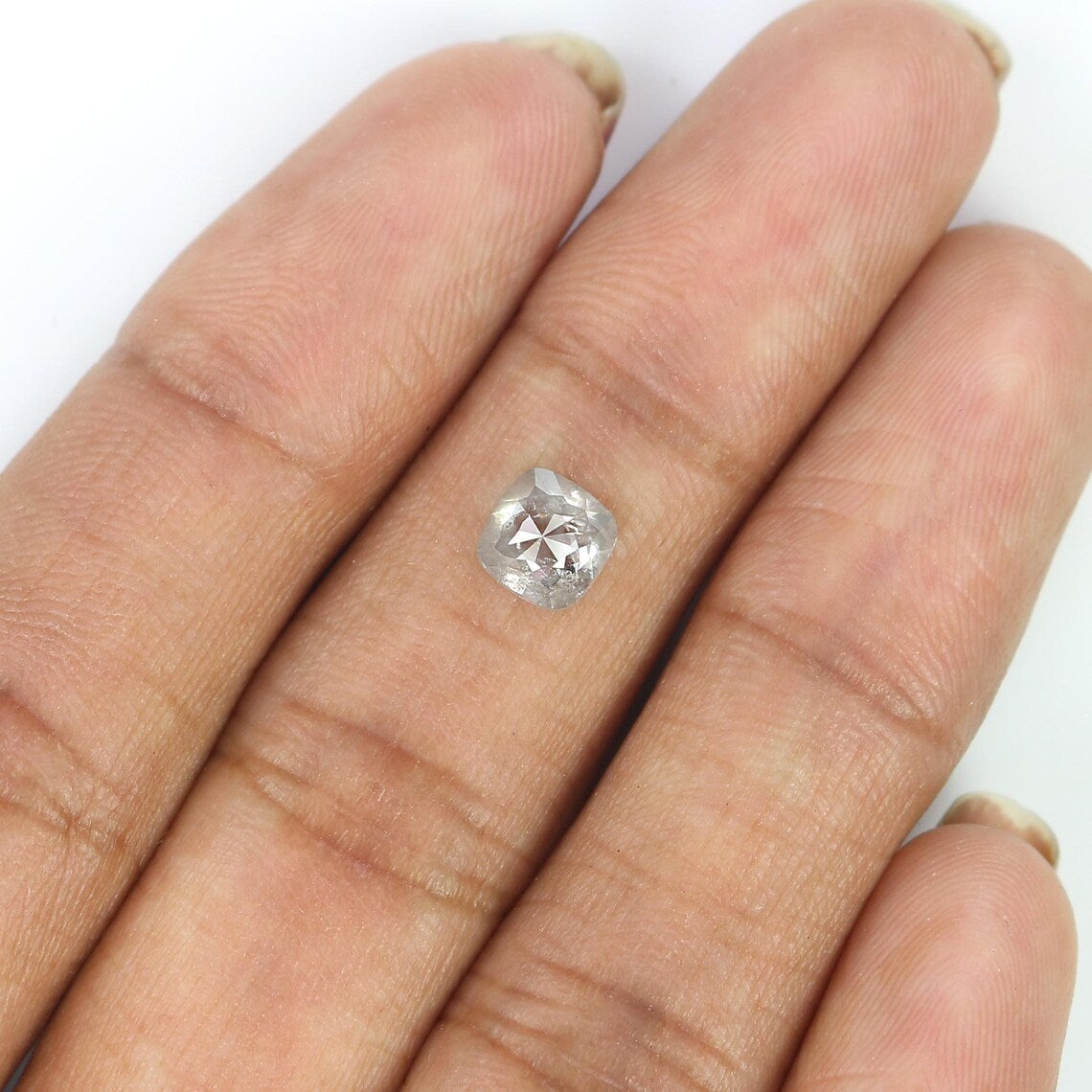 1.03 Ct Natural Loose Cushion Shape Diamond Salt And Pepper Cushion Diamond 5.60 MM Natural Black Grey Color Cushion Rose Cut Diamond QN9217