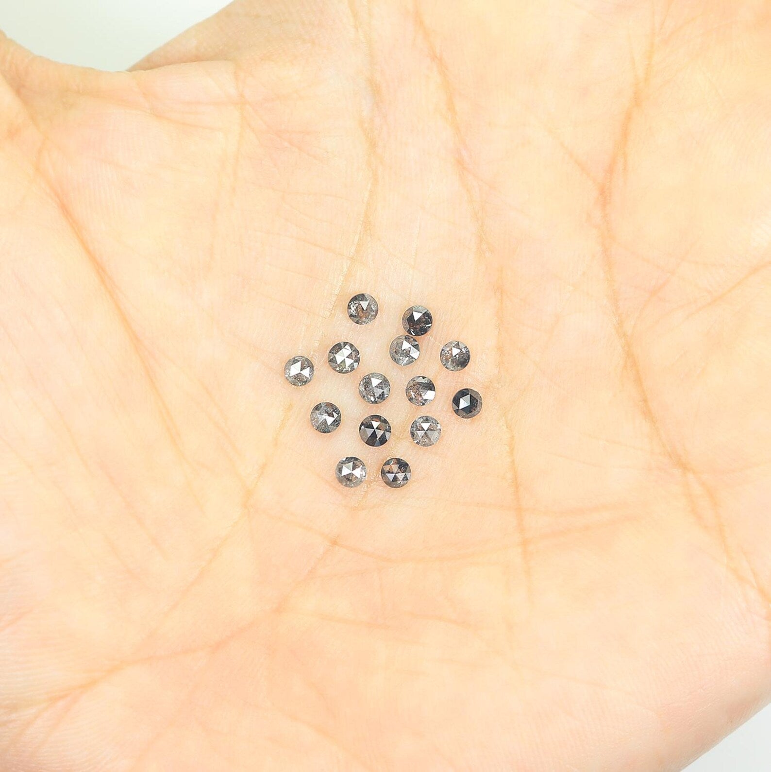 0.97 CT Natural Loose Round Cut Diamond Salt And Pepper Diamond 2.45 MM Natural Loose Diamond Black Grey Color Round Rose Cut Diamond NQ2348