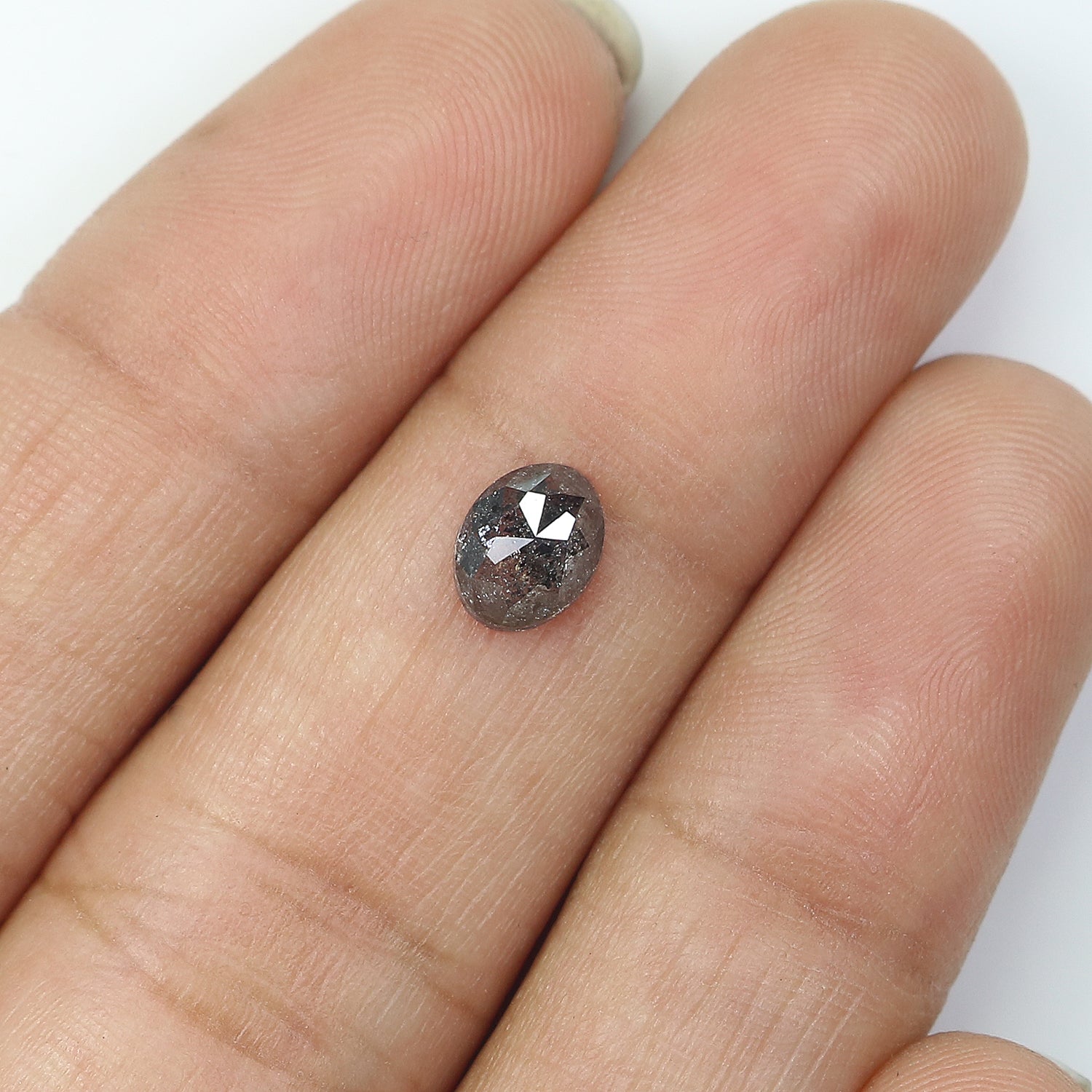 0.86 CT Natural Loose Oval Shape Diamond Salt And Pepper Oval Cut Diamond 6.60 MM Natural Black Grey Color Oval Rose Cut Diamond LQ3317