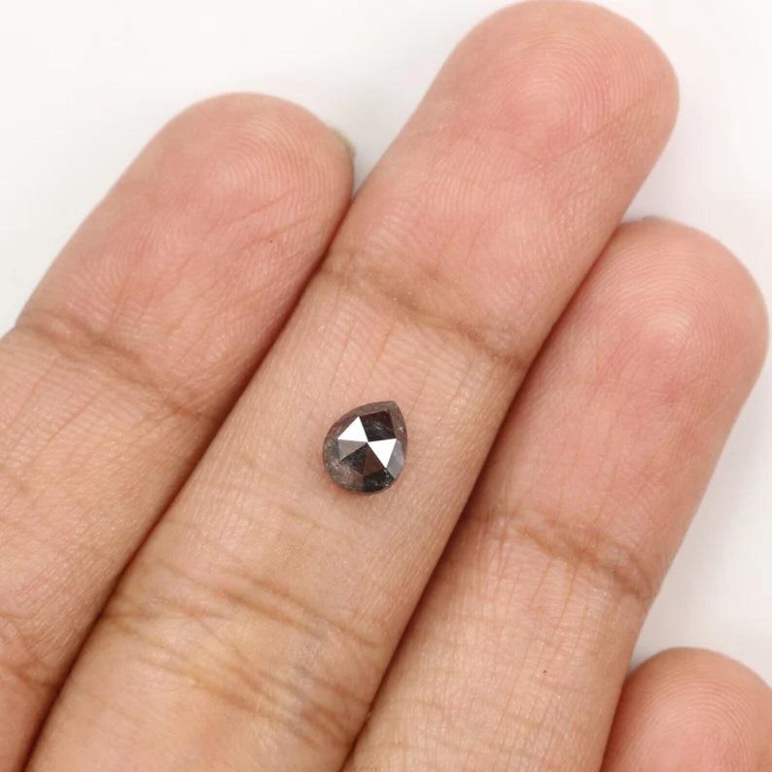 0.65 CT Natural Loose Pear Shape Diamond Salt And Pepper Pear Diamond 5.90 MM Natural Loose Black Grey Color Pear Rose Cut Diamond NQ9466