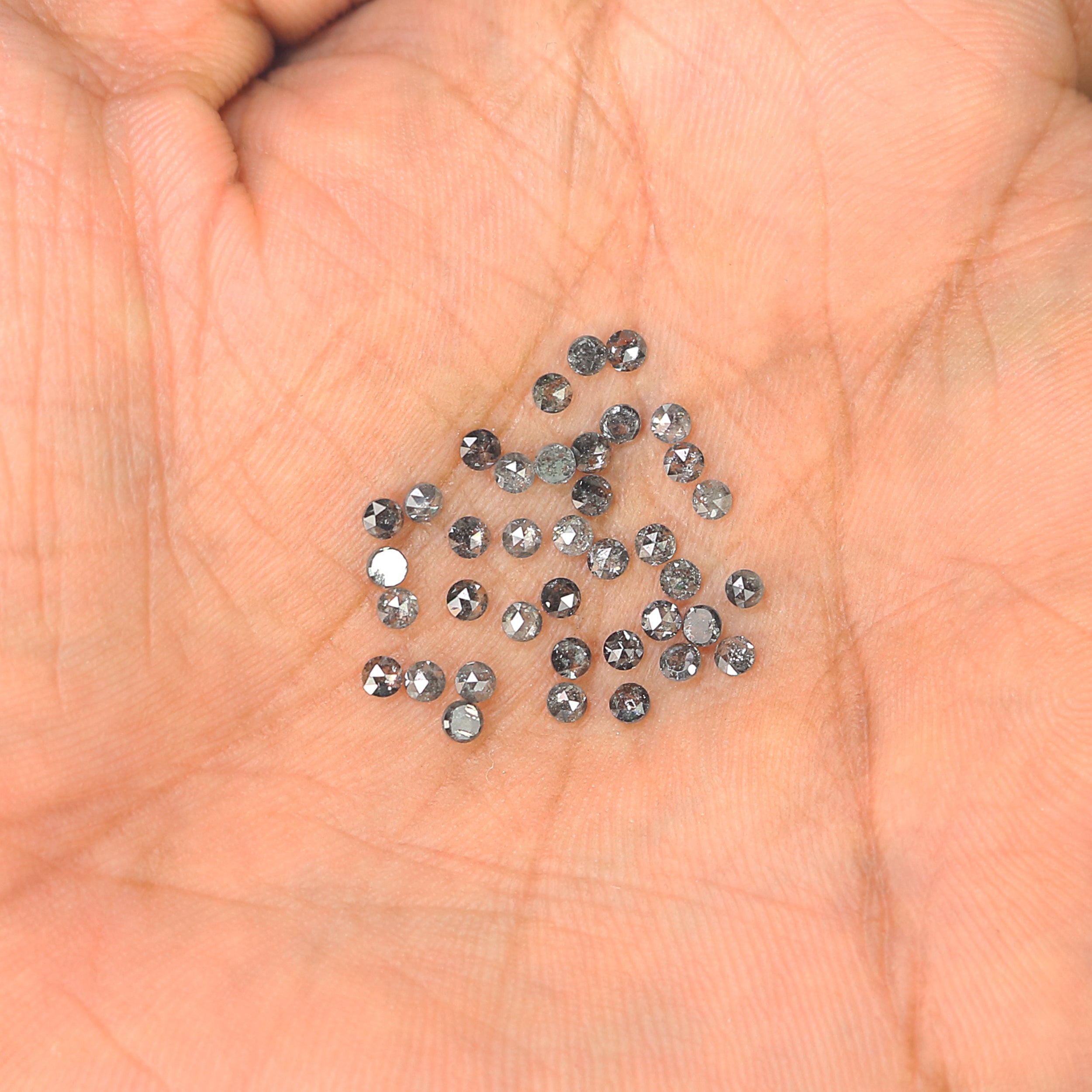 1.45 Ct Natural Loose Round Rose Cut Diamond Salt And Pepper Round Diamond 1.90 MM Natural Black Grey Color Round Rose Cut Diamond KR1951