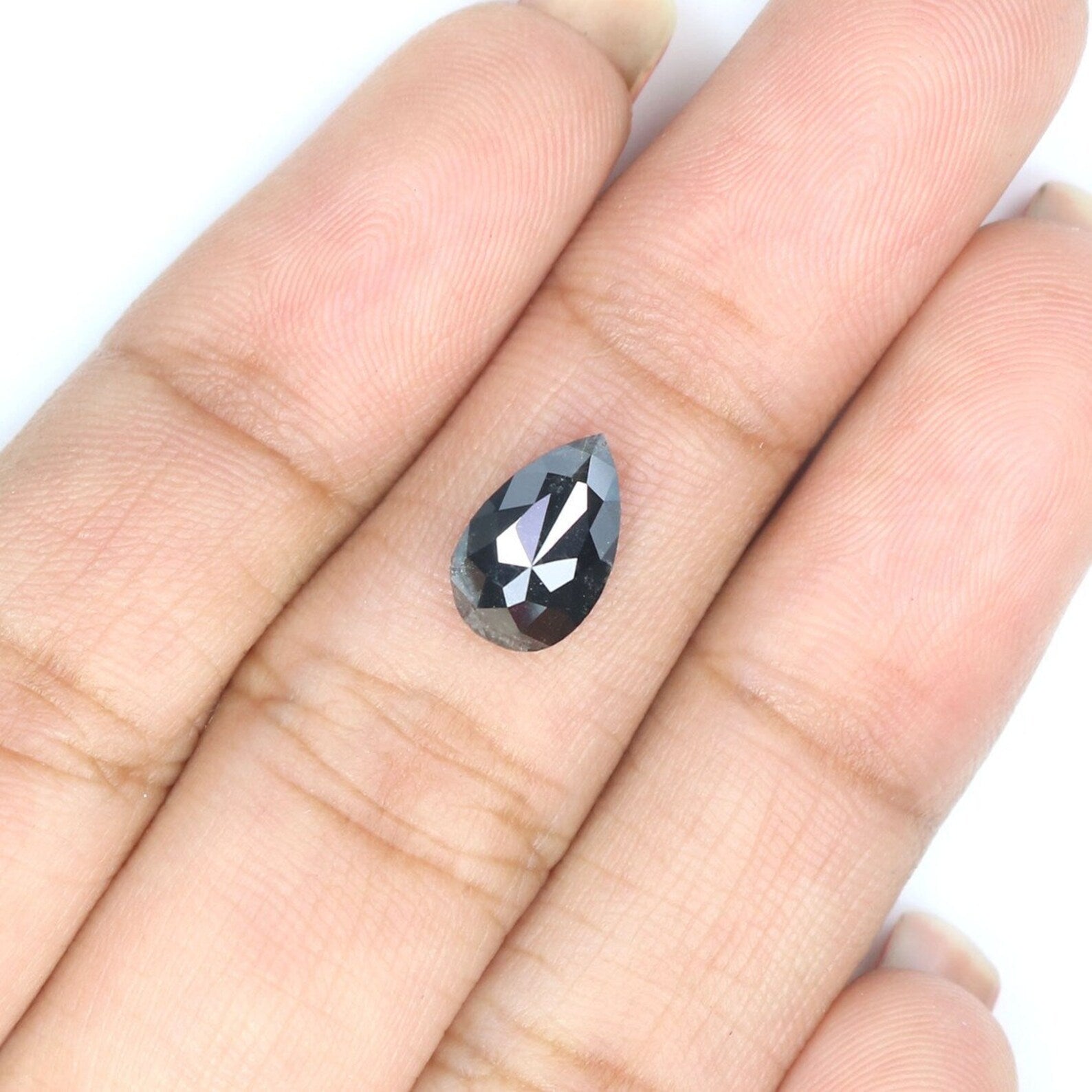 1.23 CT Natural Loose Pear Shape Diamond Salt And Pepper Pear Diamond 9.60 MM Natural Loose Black Grey Color Pear Rose Cut Diamond NQ2028