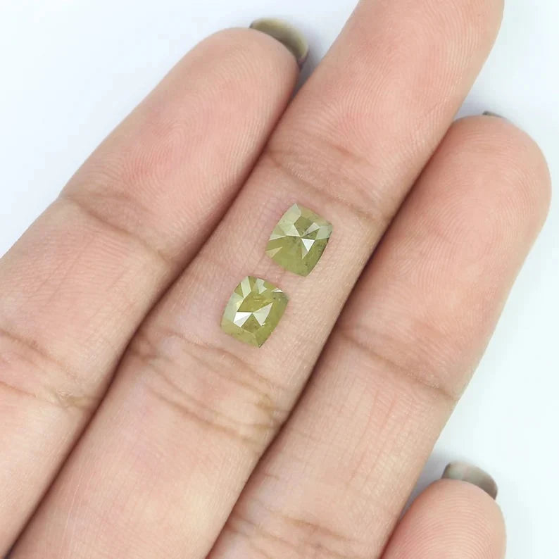 0.99 Ct Natural Loose Cushion Shape Pair Diamond Yellow Color Cushion Diamond 5.75 MM Natural Yellow Color Cushion Rose Cut Diamond NQ2469