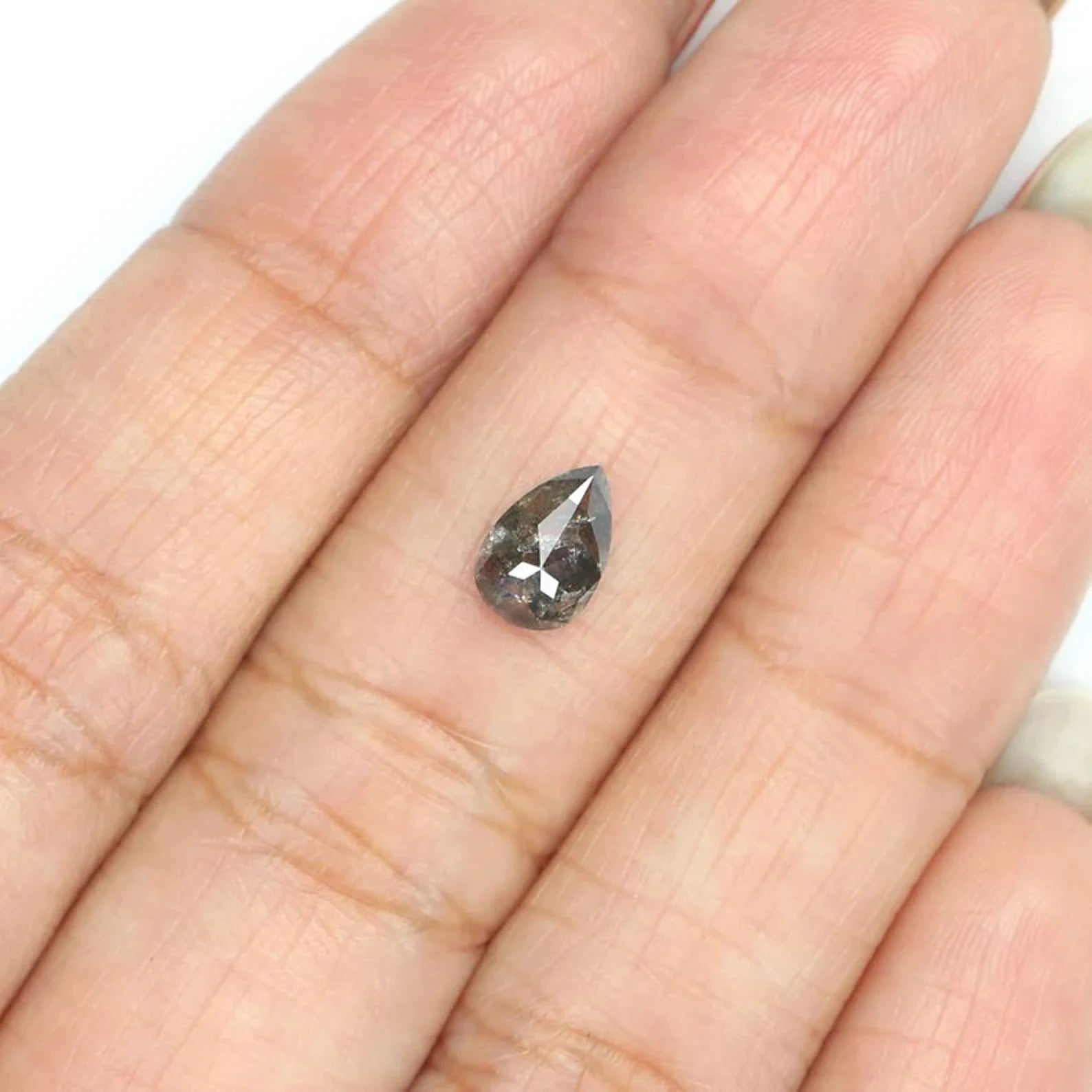 0.65 CT Natural Loose Pear Shape Diamond Salt And Pepper Pear Diamond 7.40 MM Natural Diamond Black Grey Color Pear Rose Cut Diamond N2046