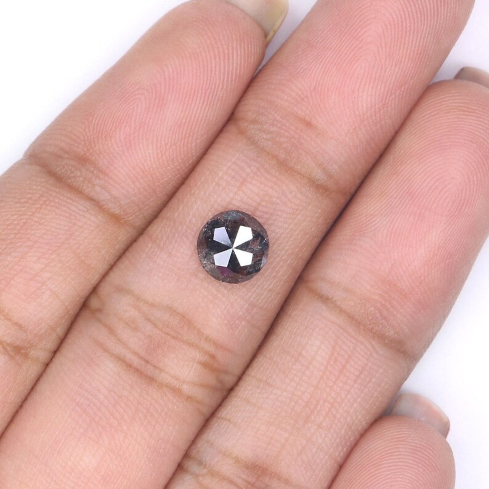 0.85 CT Natural Loose Round Rose Cut Diamond Salt And Pepper Round Cut Diamond 6.40 MM Natural Black Grey Color Round Shape Diamond NQ2021
