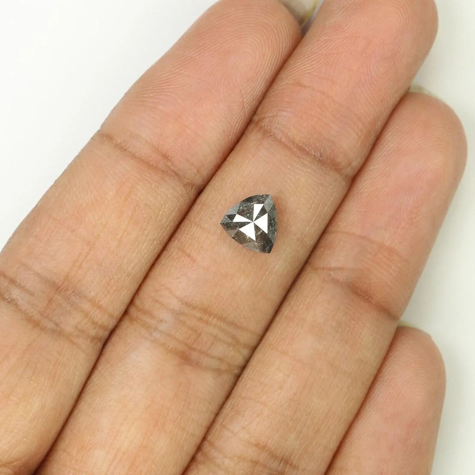 1.08 CT Natural Loose Triangle Shape Diamond Salt And Pepper Triangle Cut Diamond 6.50 MM Black Grey Color Triangle Rose Cut Diamond NQ1585