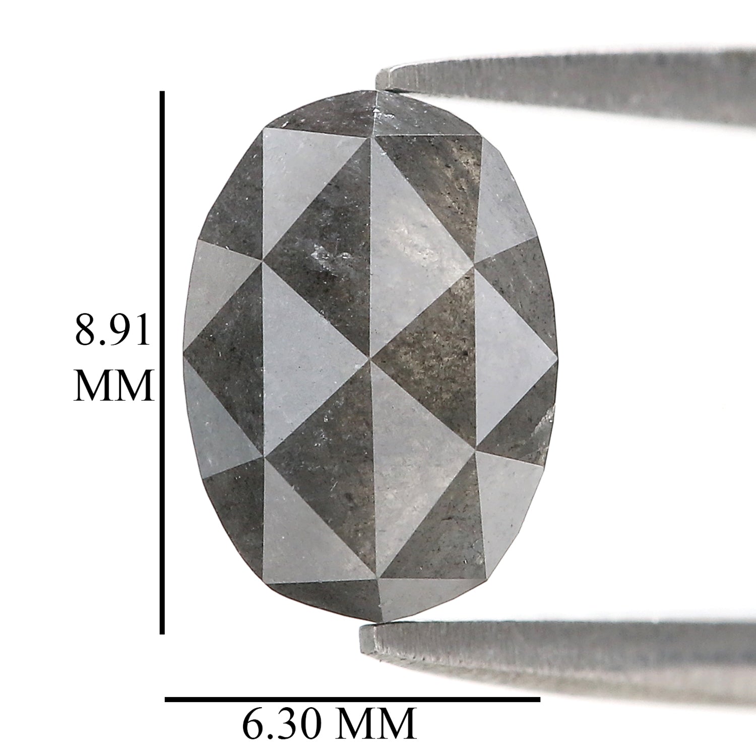 1.60 CT Natural Loose Oval Shape Diamond Salt And Pepper Oval Rose Cut Diamond 8.90 MM Black Grey Color Oval Shape Rose Cut Diamond QL2123