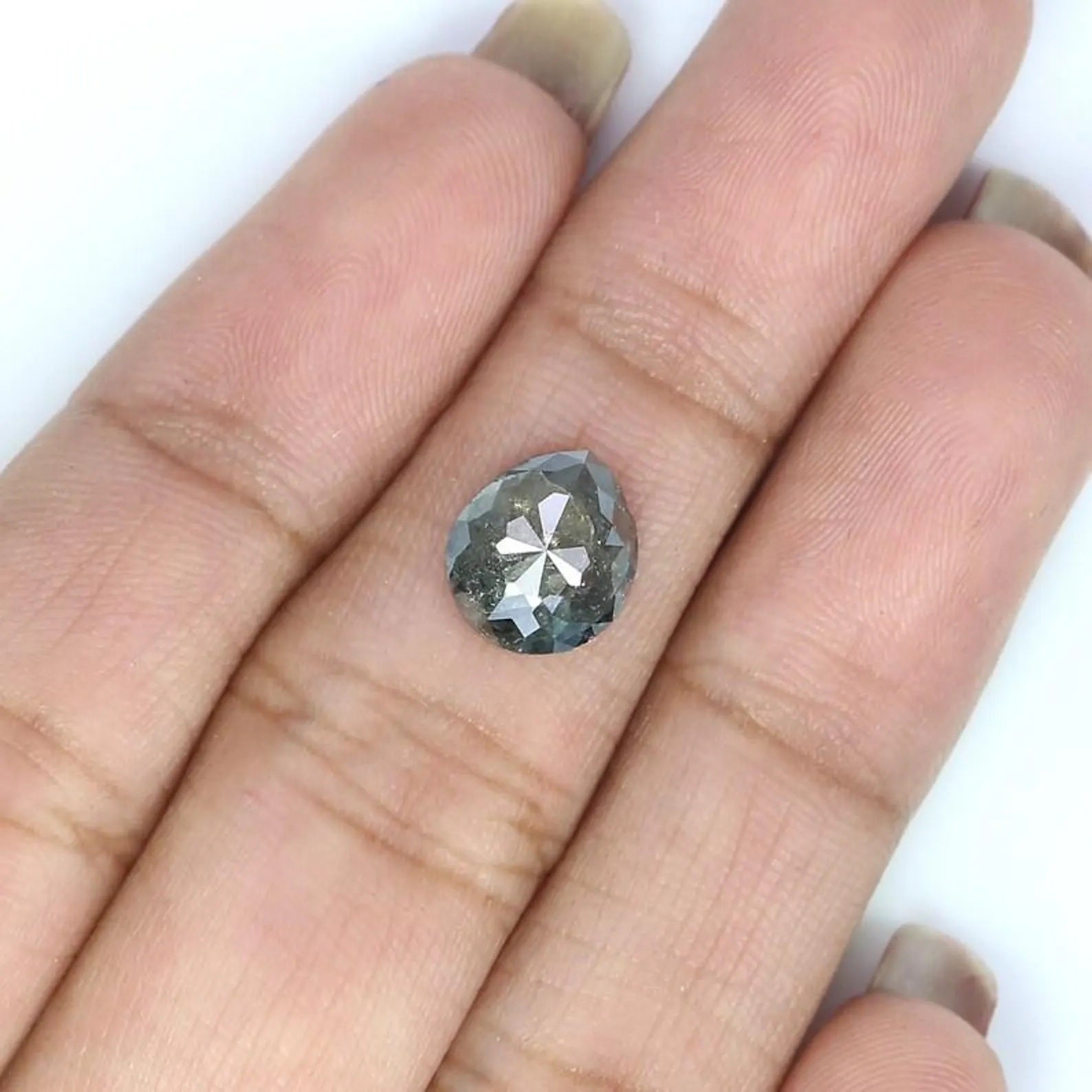 1.35 CT Natural Loose Pear Shape Diamond Salt And Pepper Pear Cut Diamond 8.70 MM Natural Diamond Grey Color Pear Rose Cut Diamond NQ8248
