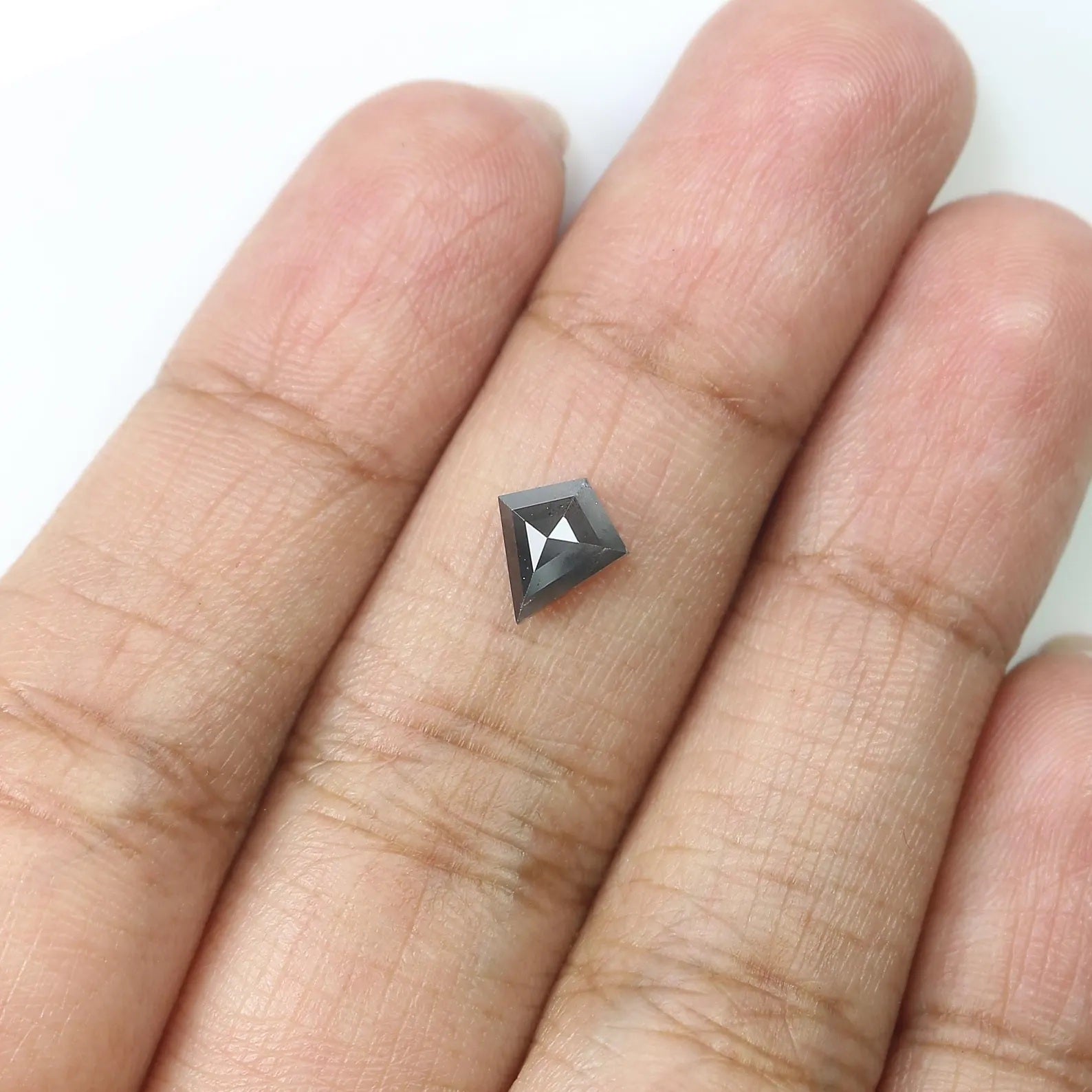 0.89 CT Natural Loose Kite Shape Diamond Salt And Pepper Kite Cut Diamond 7.55 MM Natural Loose Black Gray Color Kite Rose Cut Diamond N2594