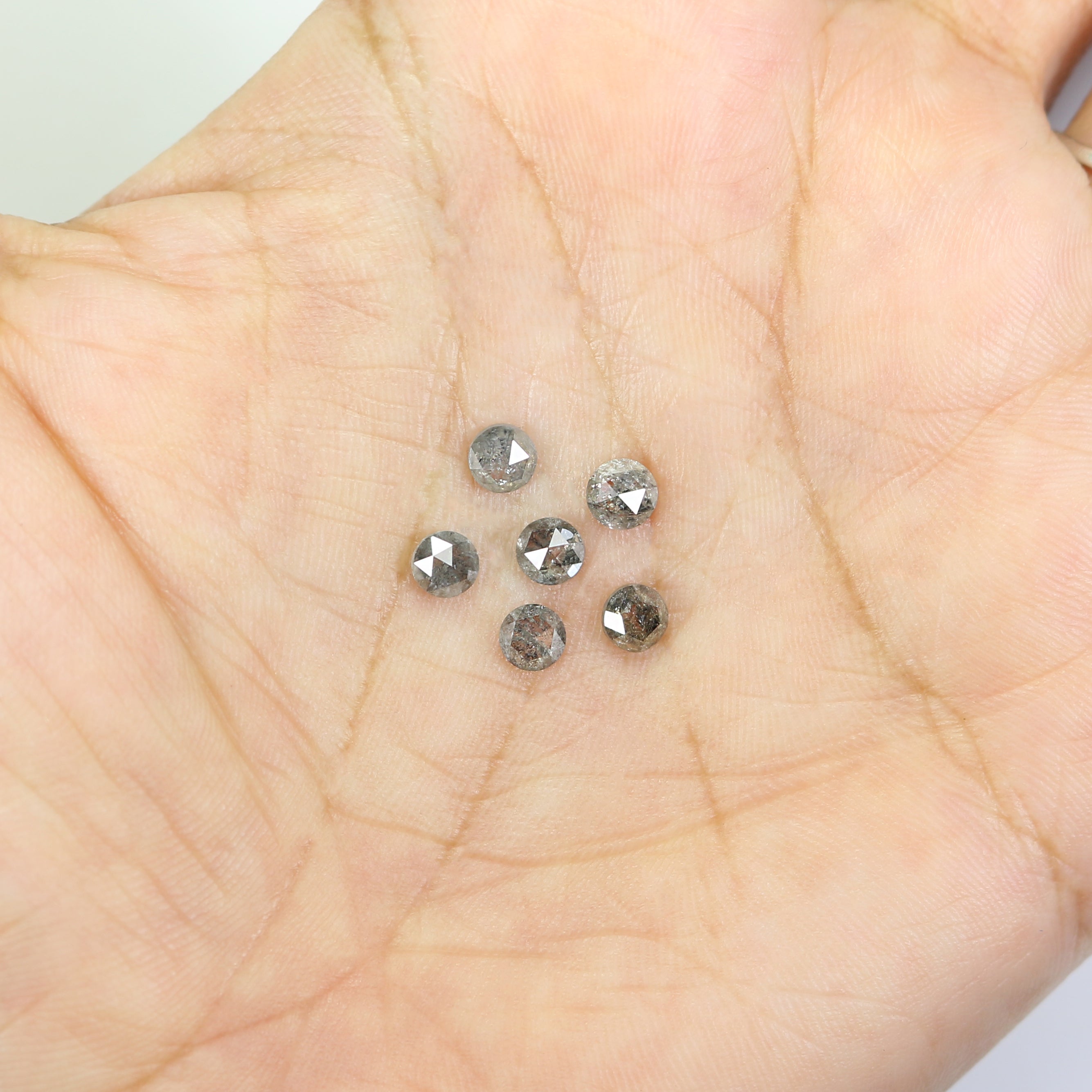 1.81 CT Natural Loose Round Shape Diamond Salt And Pepper Round Cut Diamond 3.90 MM Natural Black Grey Color Round Rose Cut Diamond NQ2060