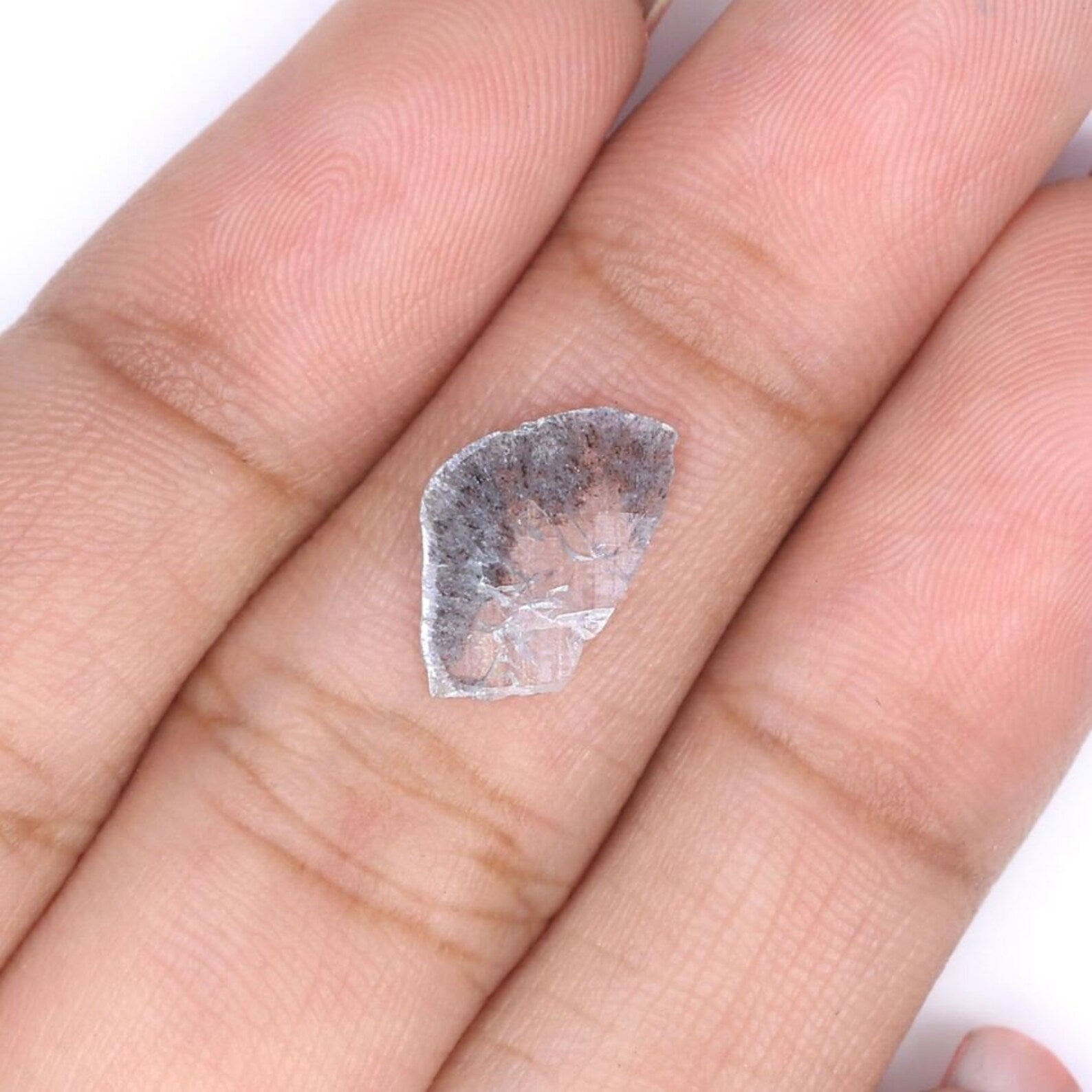 0.52 CT Natural Loose Slice Shape Diamond Salt And Pepper Diamond 12.50 MM Natural Loose Black Grey Color Slice Irregular Cut Diamond NQ7870