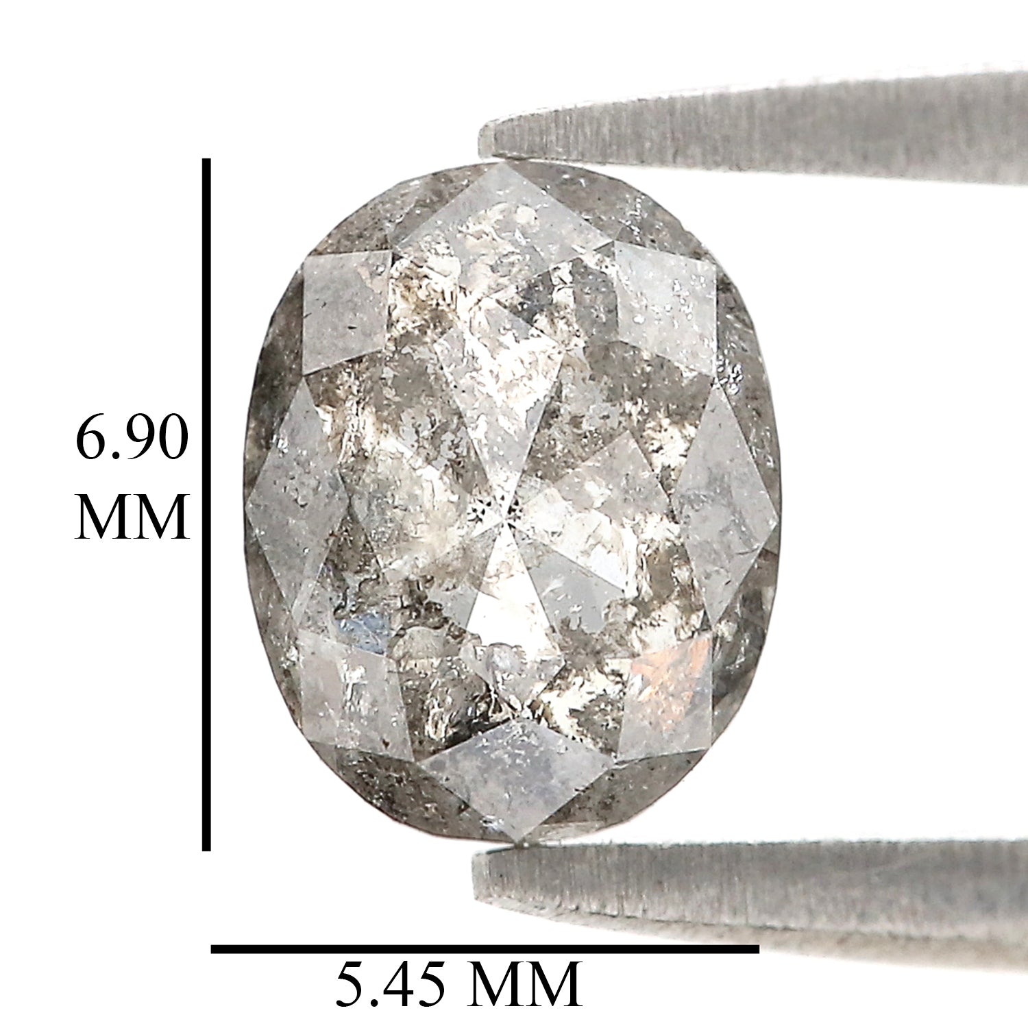 0.89 CT Natural Loose Oval Shape Diamond Salt And Pepper Oval Diamond 6.90 MM Natural Diamond Black Grey Color Oval Rose Cut Diamond QL1445