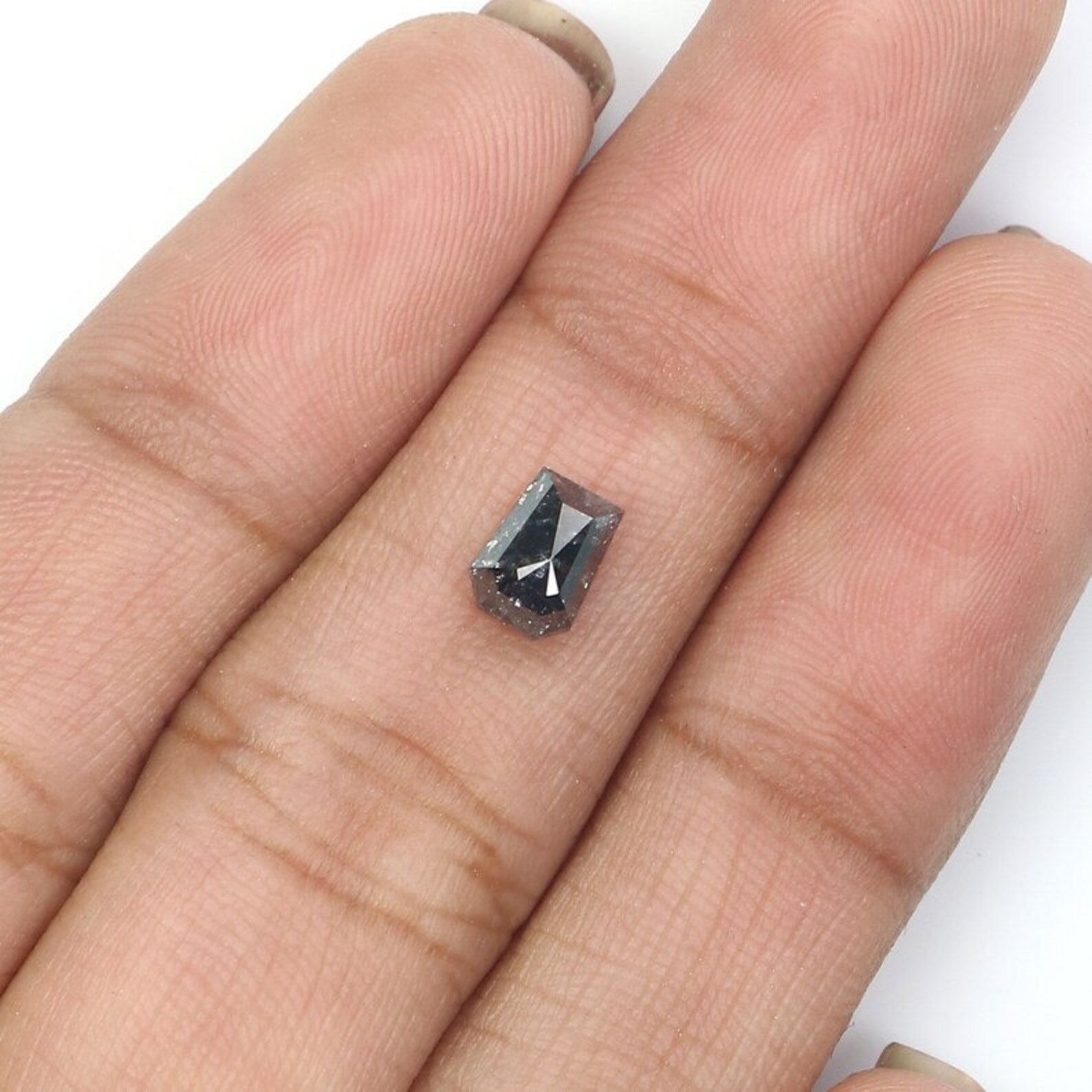 0.87 CT Natural Loose Coffin Shape Diamond Salt And Pepper Coffin Cut Diamond 6.00 MM Natural Loose Diamond Coffin Rose Cut Diamond QN8841