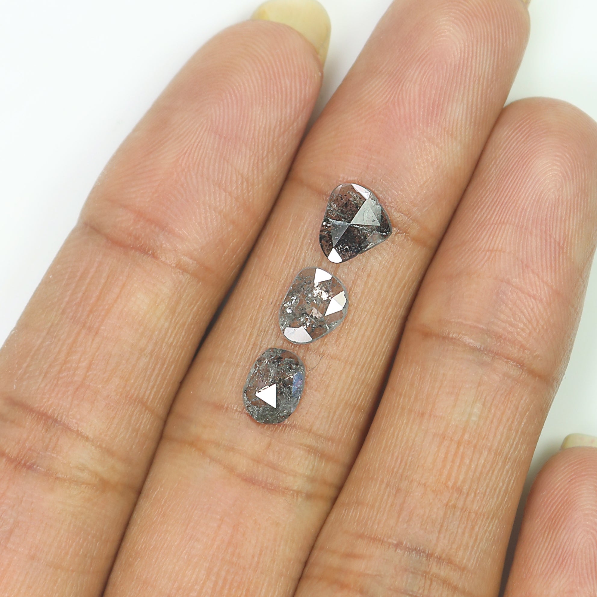 1.34 CT Natural Loose Slice Shape Diamond Salt And Pepper Slice Uncut Diamond 6.90 MM Natural Black Grey Diamond Irregular Cut Diamond L3587