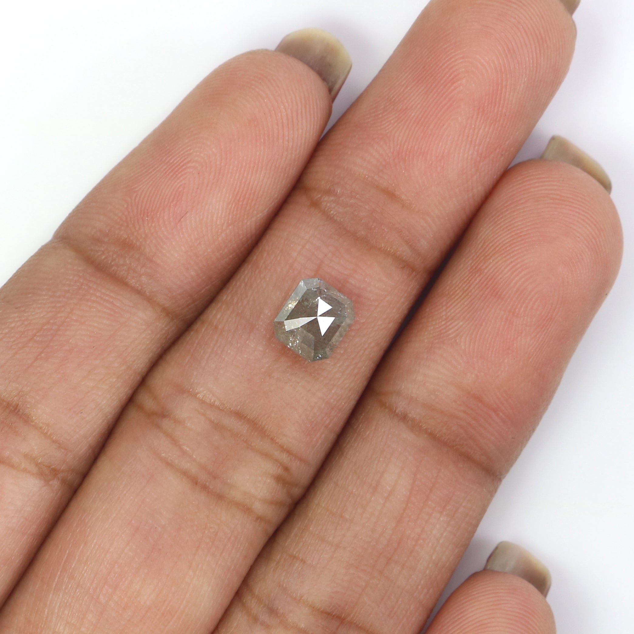 0.89 CT Natural Loose Emerald Shape Diamond Salt And Pepper Emerald Cut Diamond 5.70 MM Natural Black Grey Emerald Rose Cut Diamond KQ2676