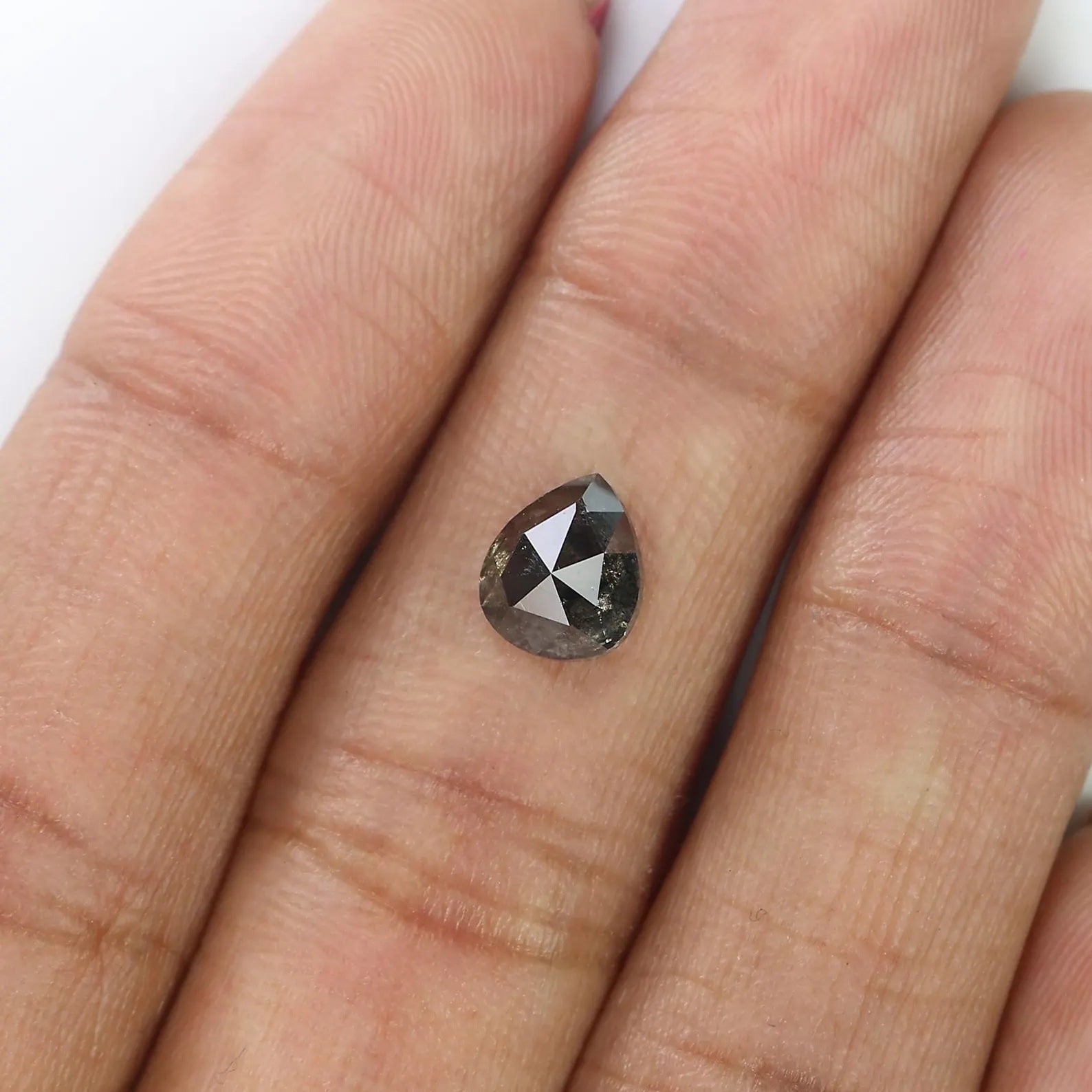 1.56 CT Natural Loose Pear Shape Diamond Salt And Pepper Pear Cut Diamond 7.40 MM Natural Loose Diamond Pear Shape Rose Cut Diamond QN9477
