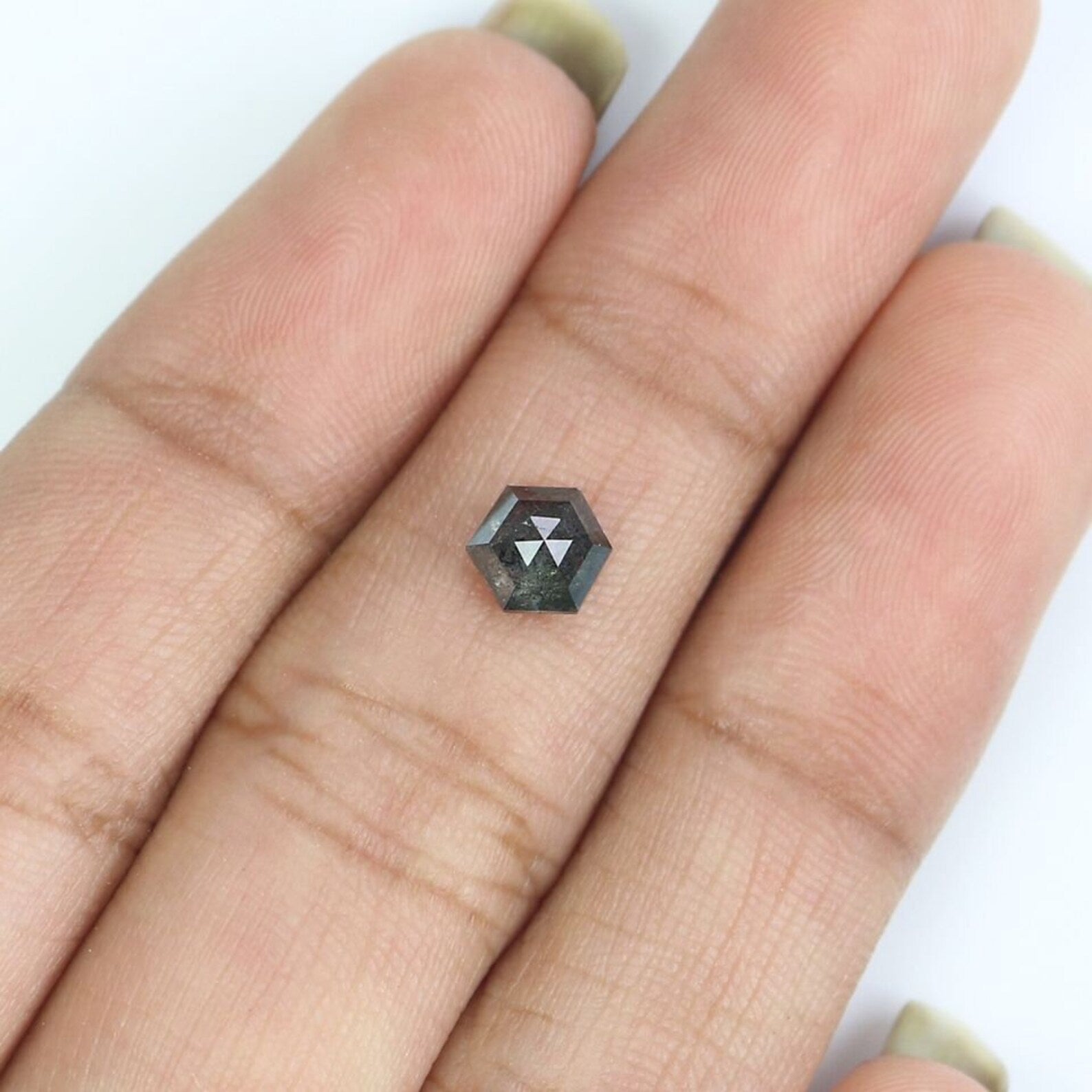 0.63 CT Natural Loose Hexagon Shape Diamond Salt And Pepper Hexagon Diamond 5.80 MM Natural Loose Diamond Hexagon Rose Cut Diamond NQ2464
