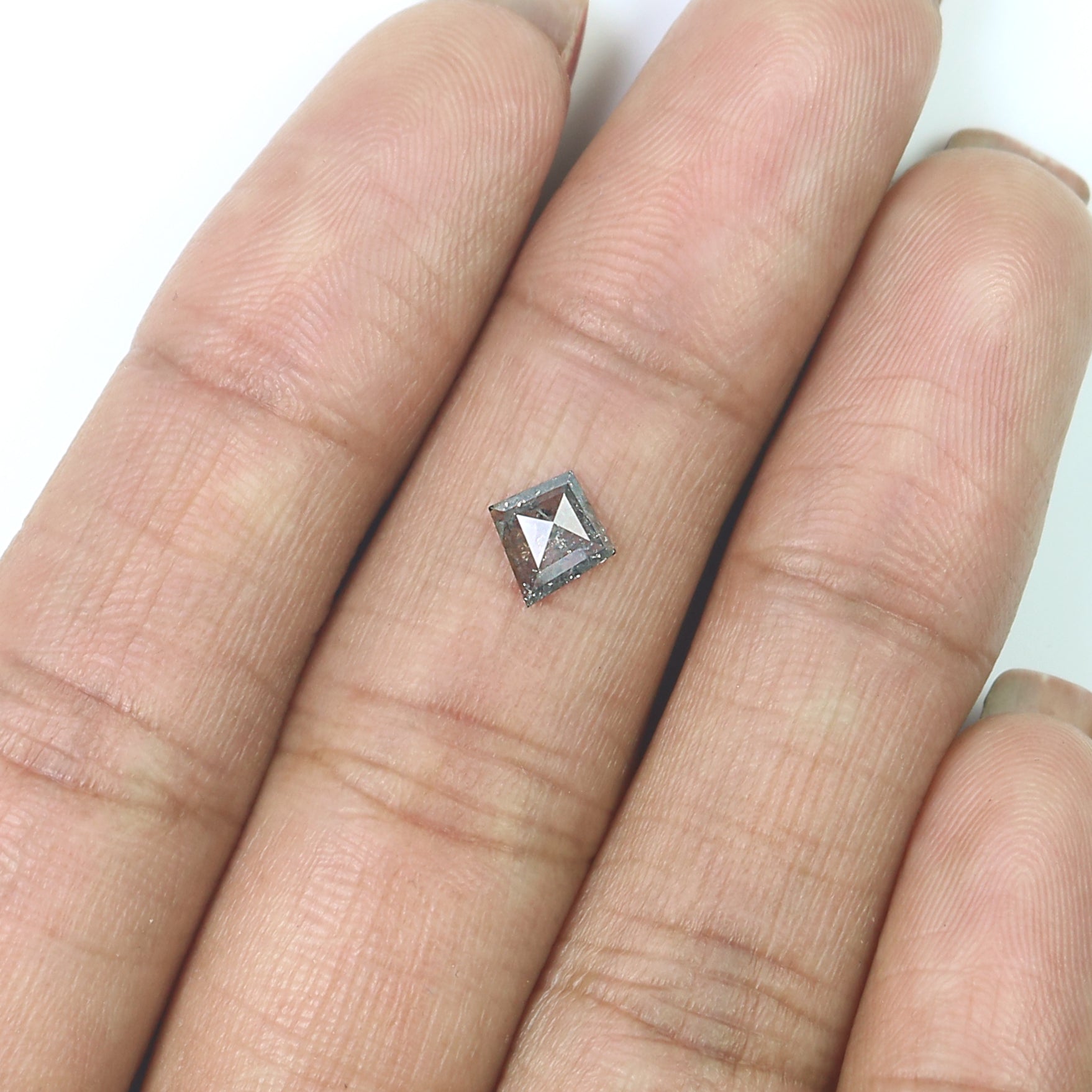 0.43 CT Natural Loose Kite Shape Diamond Salt And Pepper Kite Cut Diamond 6.85 MM Natural Loose Black Gray Color Kite Rose Cut Diamond N2648