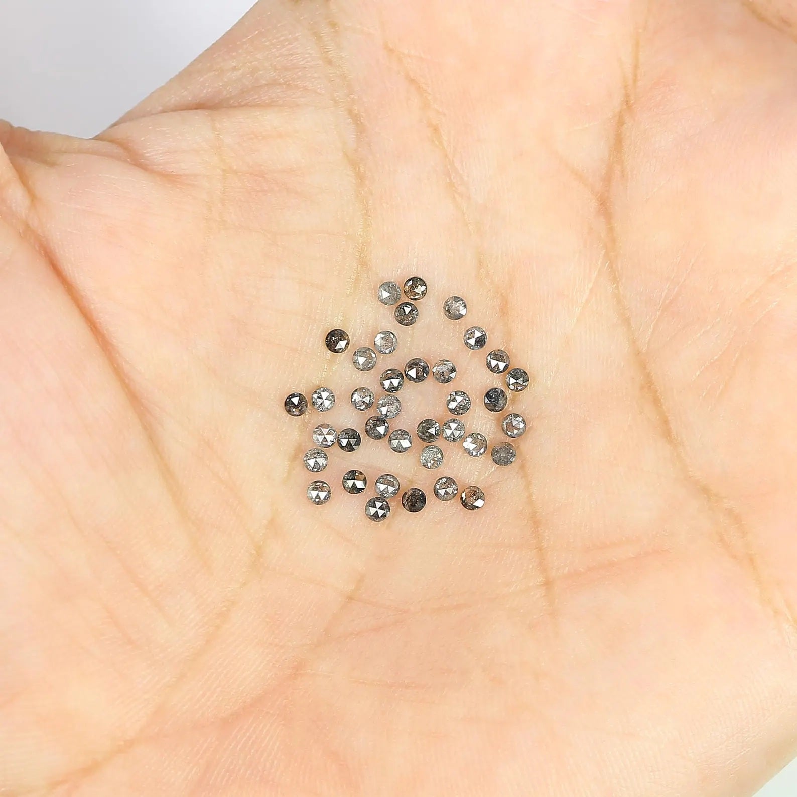 1.06 CT Natural Loose Round Shape Diamond Salt And Pepper Round Diamond 1.80 MM Natural Loose Black Grey Color Round Rose Cut Diamond NQ1833