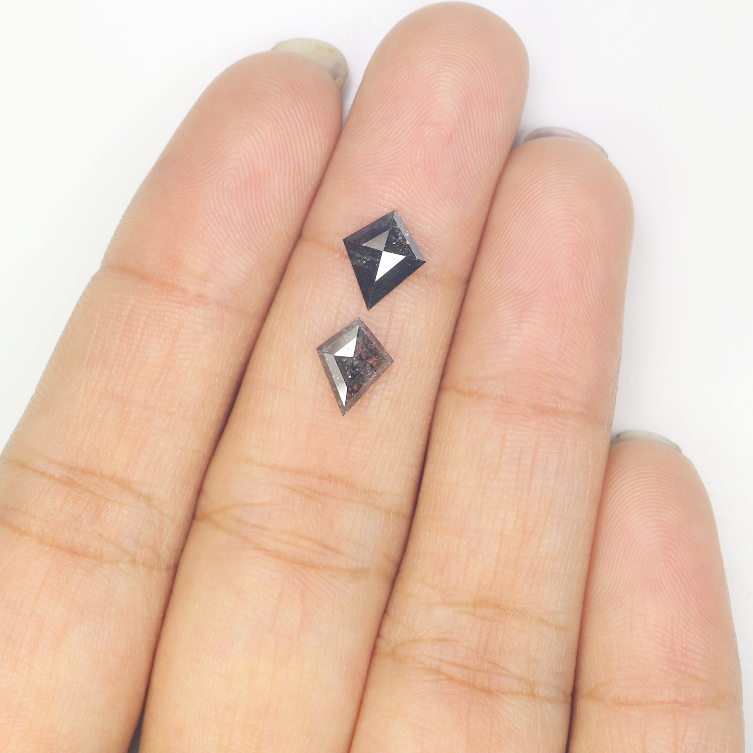 1.11 CT Natural Loose Kite Cut Pair Diamond Salt And Pepper Kite Diamond 9.00 MM Natural Loose Black Grey Color Kite Rose Cut Diamond L3446