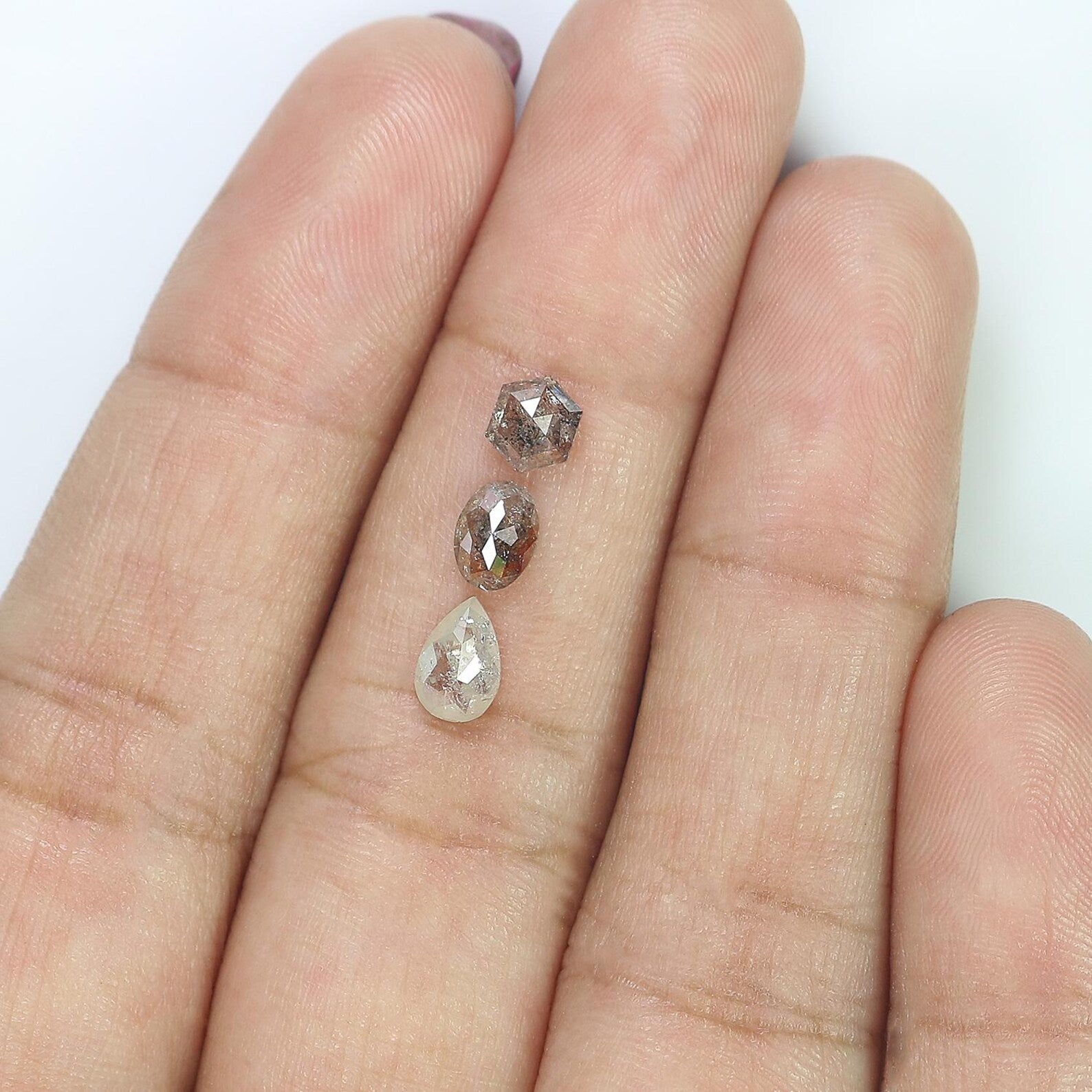 1.27 CT Natural Loose Mix Shape Diamond Brown Grey Color Mix Shape Diamond 6.25 MM Natural Loose Diamond Mix Shape Rose Cut Diamond NQ2204
