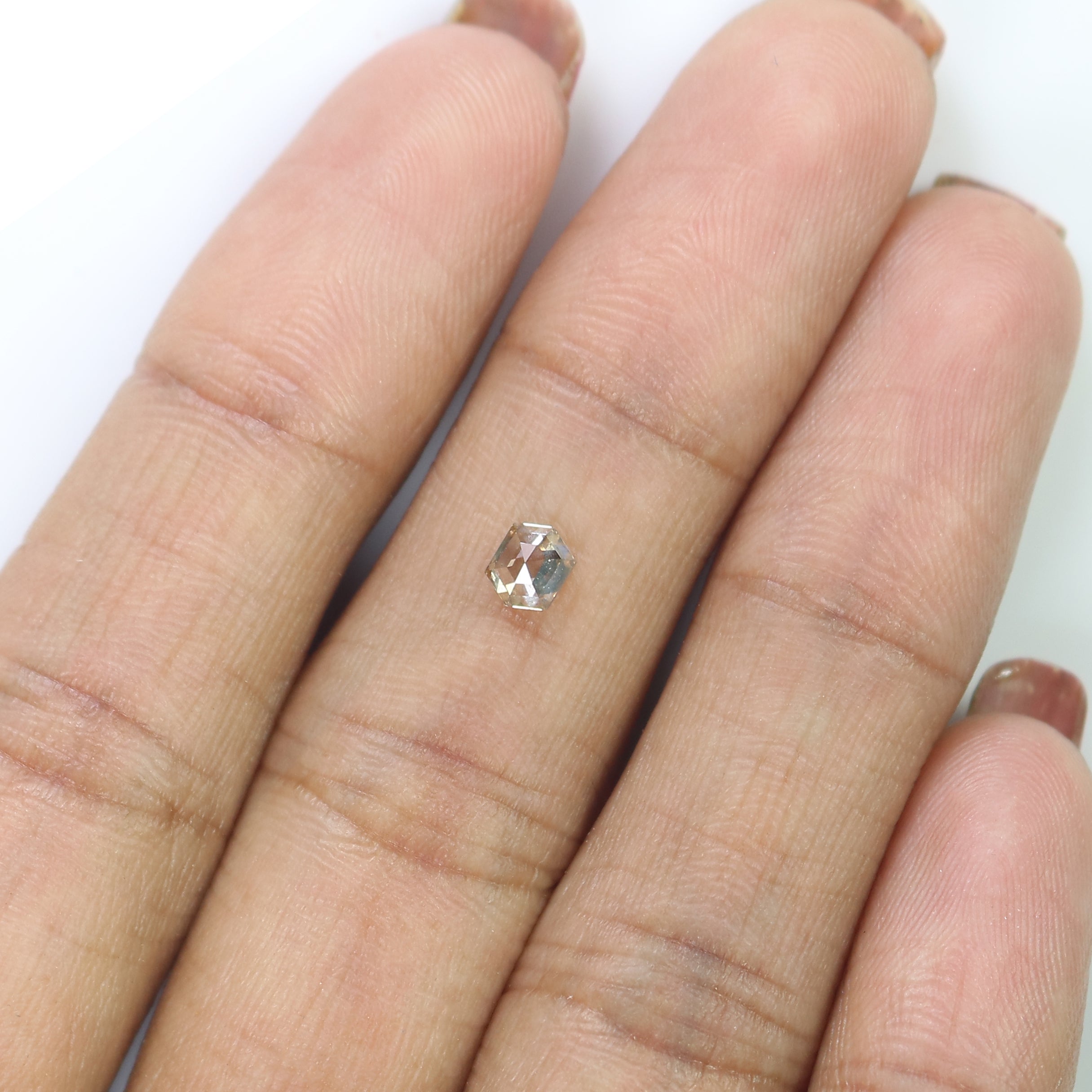 0.34 CT Natural Loose Hexagon Shape Diamond Brown Color Hexagon Diamond 4.50 MM Natural Loose Brown Color Hexagon Rose Cut Diamond KQ2322