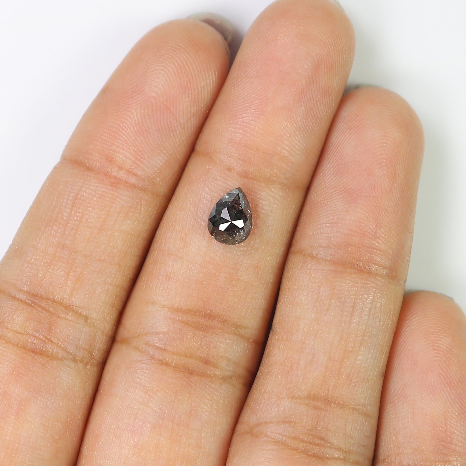 0.81 CT Natural Loose Pear Shape Diamond Salt And Pepper Pear Cut Diamond 6.70 MM Natural Black Grey Color Pear Rose Cut Diamond LQ3352