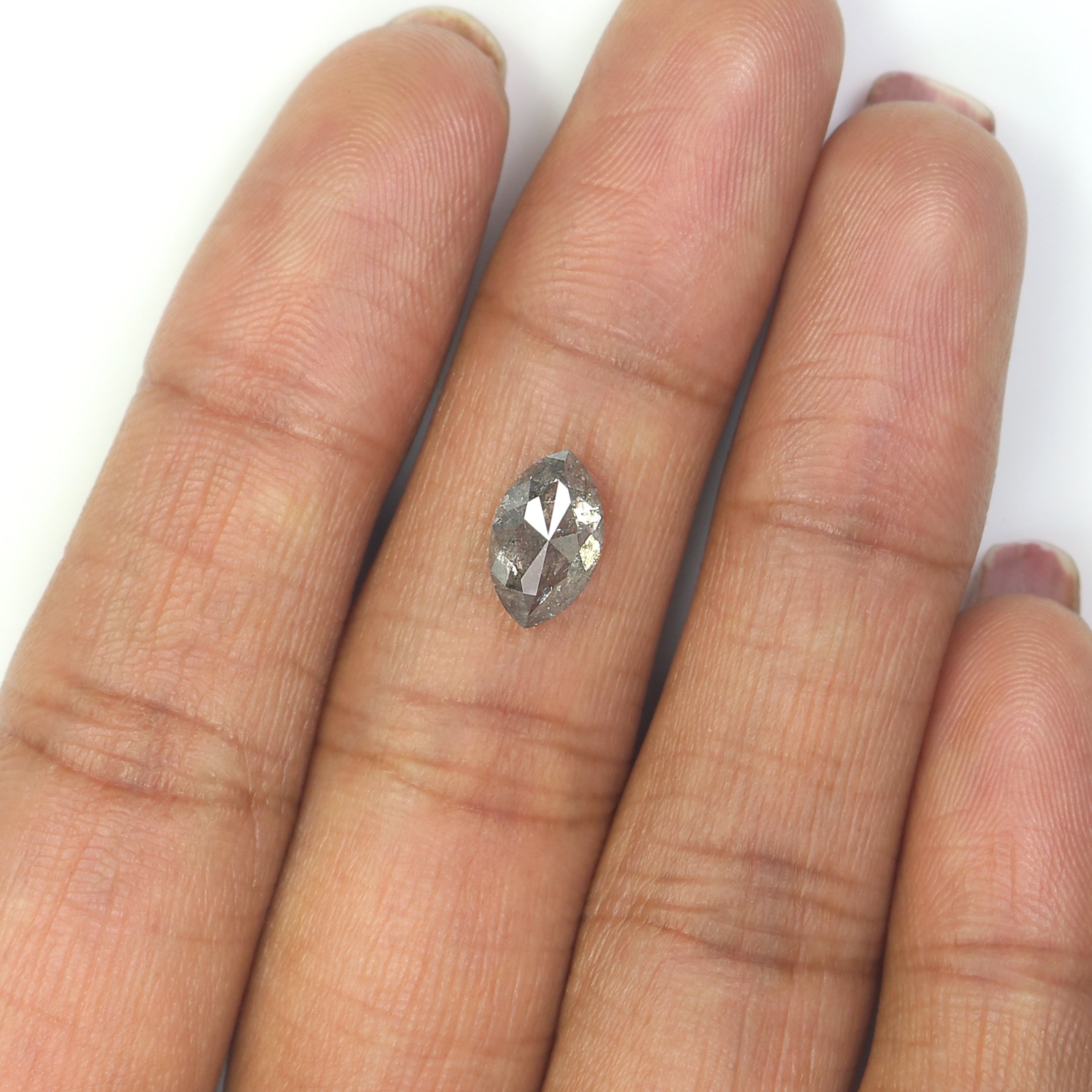 1.65 CT Natural Loose Marquise Shape Diamond Salt And Pepper Marquise Rose Cut Diamond 9.55 MM Black Grey Color Marquise Cut Diamond L3505