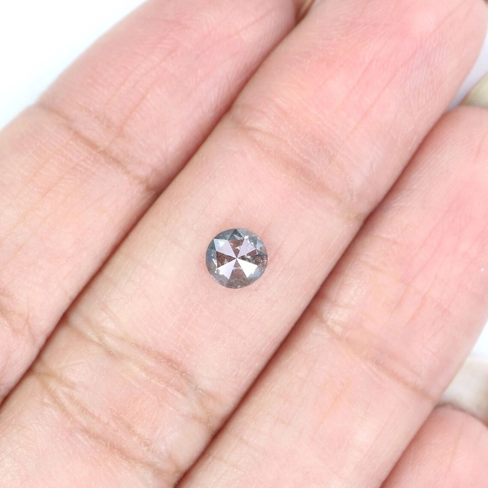 0.39 Ct Natural Loose Round Shape Diamond Salt And Pepper Round Diamond 4.65 MM Natural Black Gray Color Round Rose Cut Diamond NQ2041