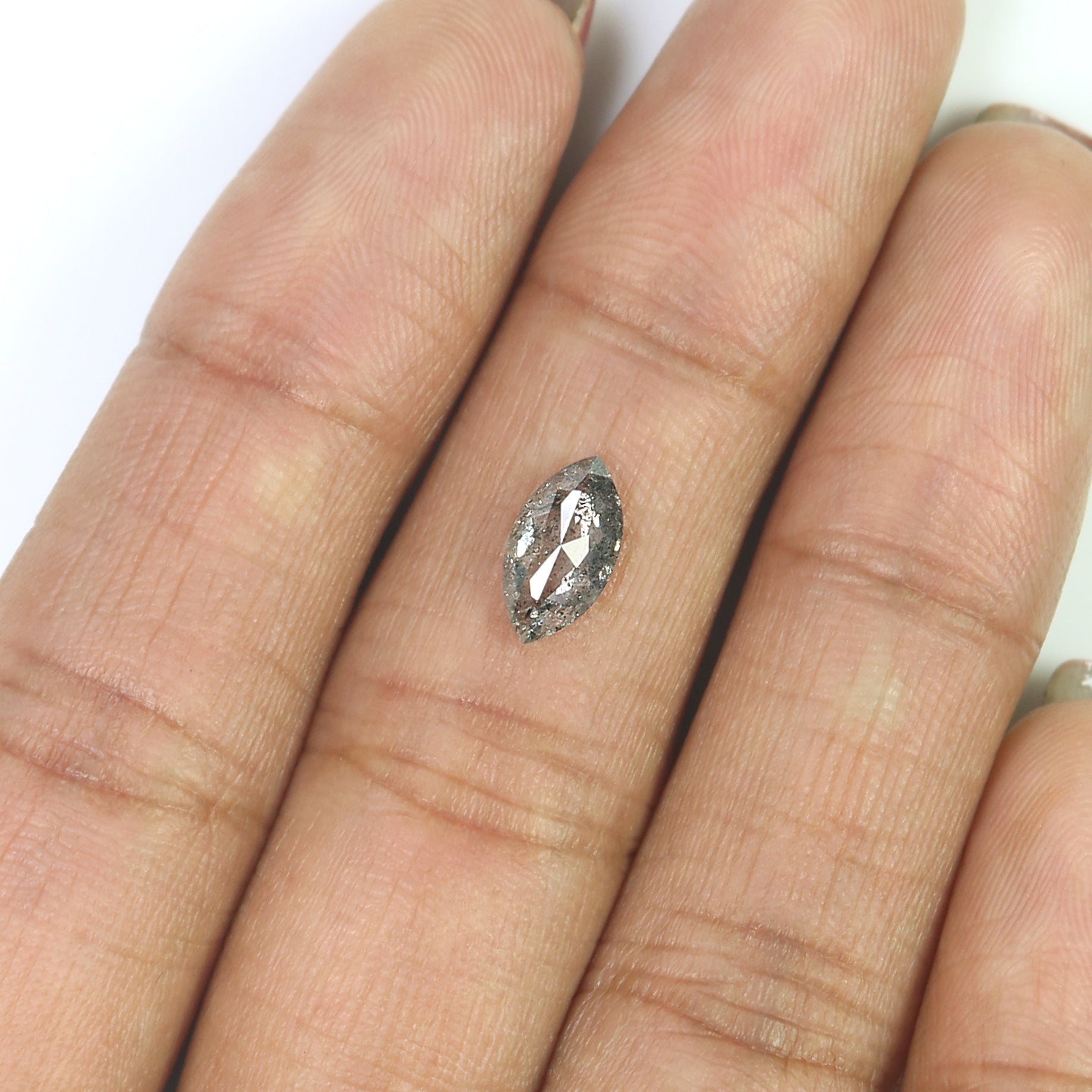 1.01 CT Natural Loose Marquise Shape Diamond Salt And Pepper Marquise Rose Cut Diamond 9.40 MM Black Grey Color Marquise Cut Diamond L3602