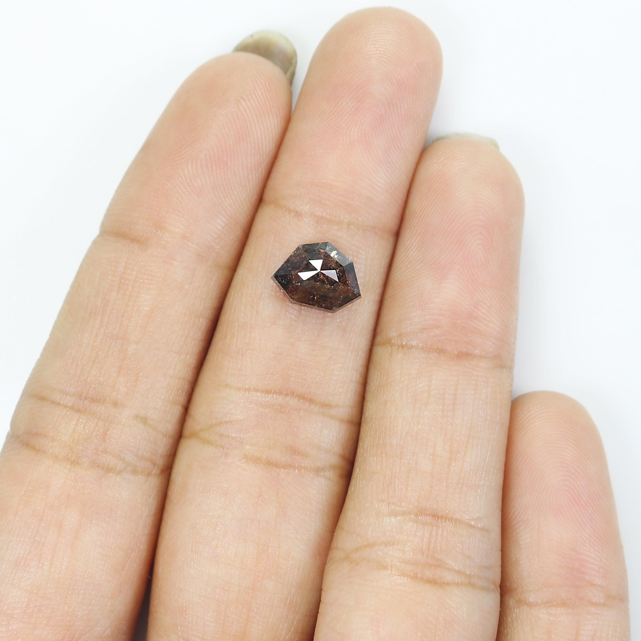 1.69 CT Natural Loose Shield Shape Diamond Salt And Pepper Shield Cut Diamond 6.40 MM Natural Brown Color Shield Rose Cut Diamond L3469
