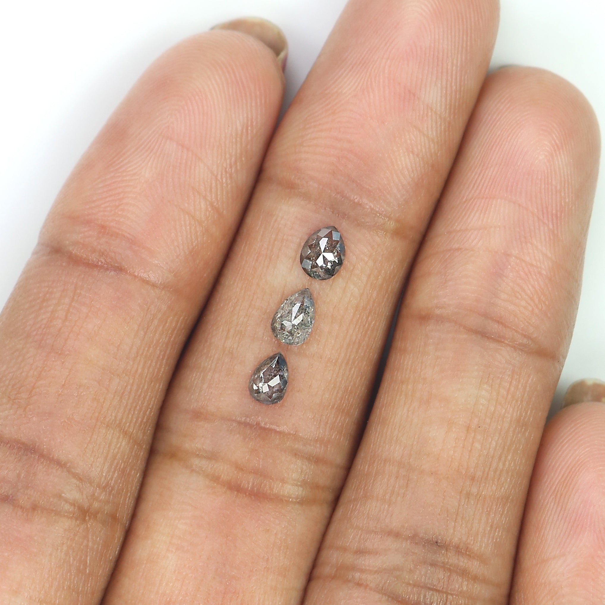0.60 CT Natural Loose Pear Shape Diamond Salt And Pepper Pear Diamond 4.90 MM Natural Loose Black Grey Color Pear Rose Cut Diamond LQ2882