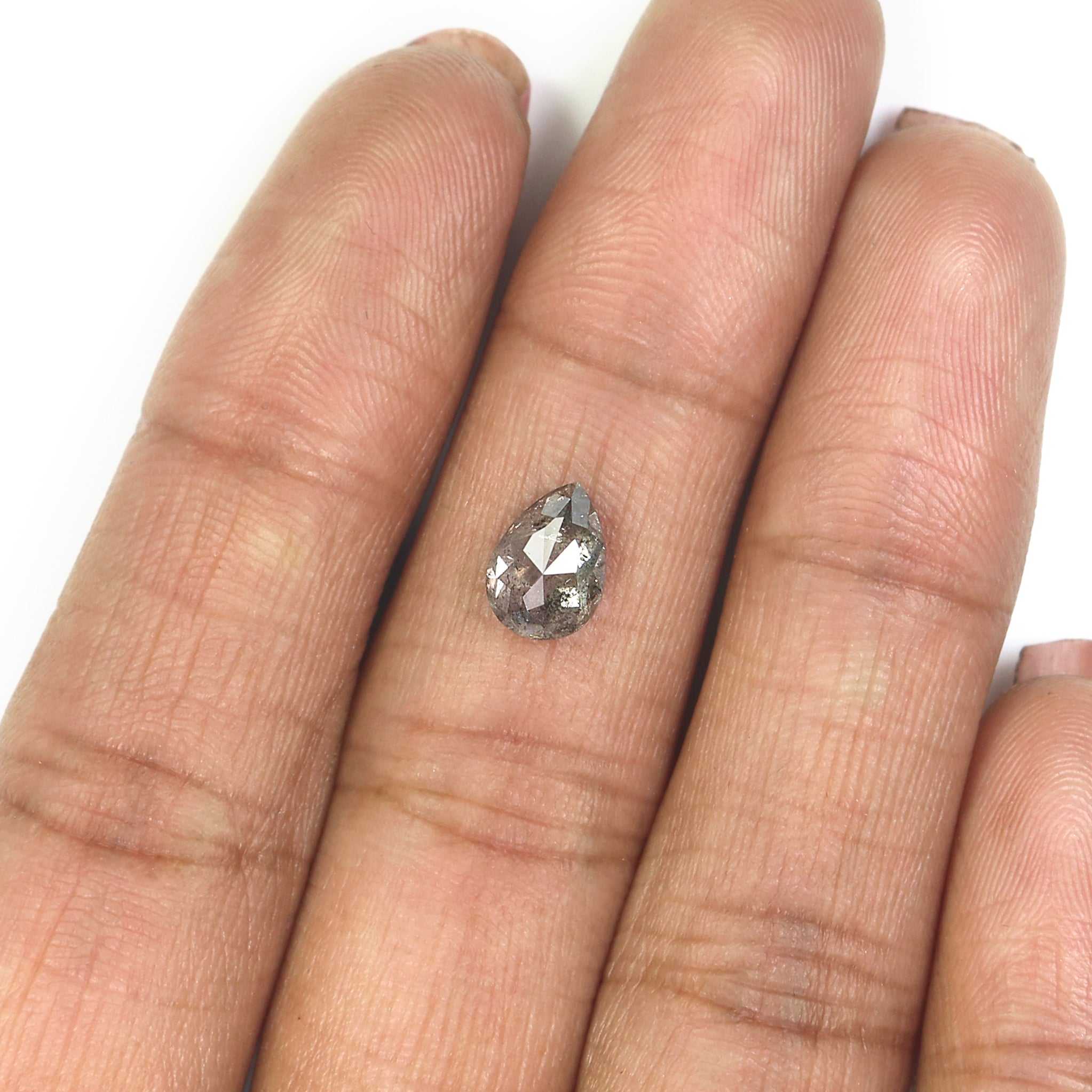 1.38 CT Natural Loose Pear Shape Diamond Salt And Pepper Pear Diamond 8.00 MM Natural Loose Black Grey Color Pear Rose Cut Diamond L3506