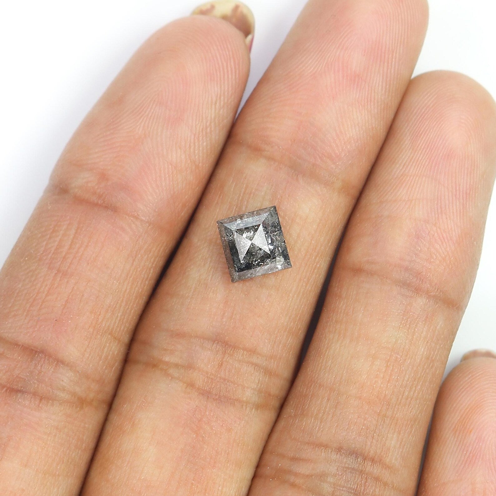 1.49 CT Natural Loose Diamond Kite Shape Diamond Salt And Pepper Diamond 8.85 MM Natural Loose Black Grey Kite Rose Cut Diamond QN863