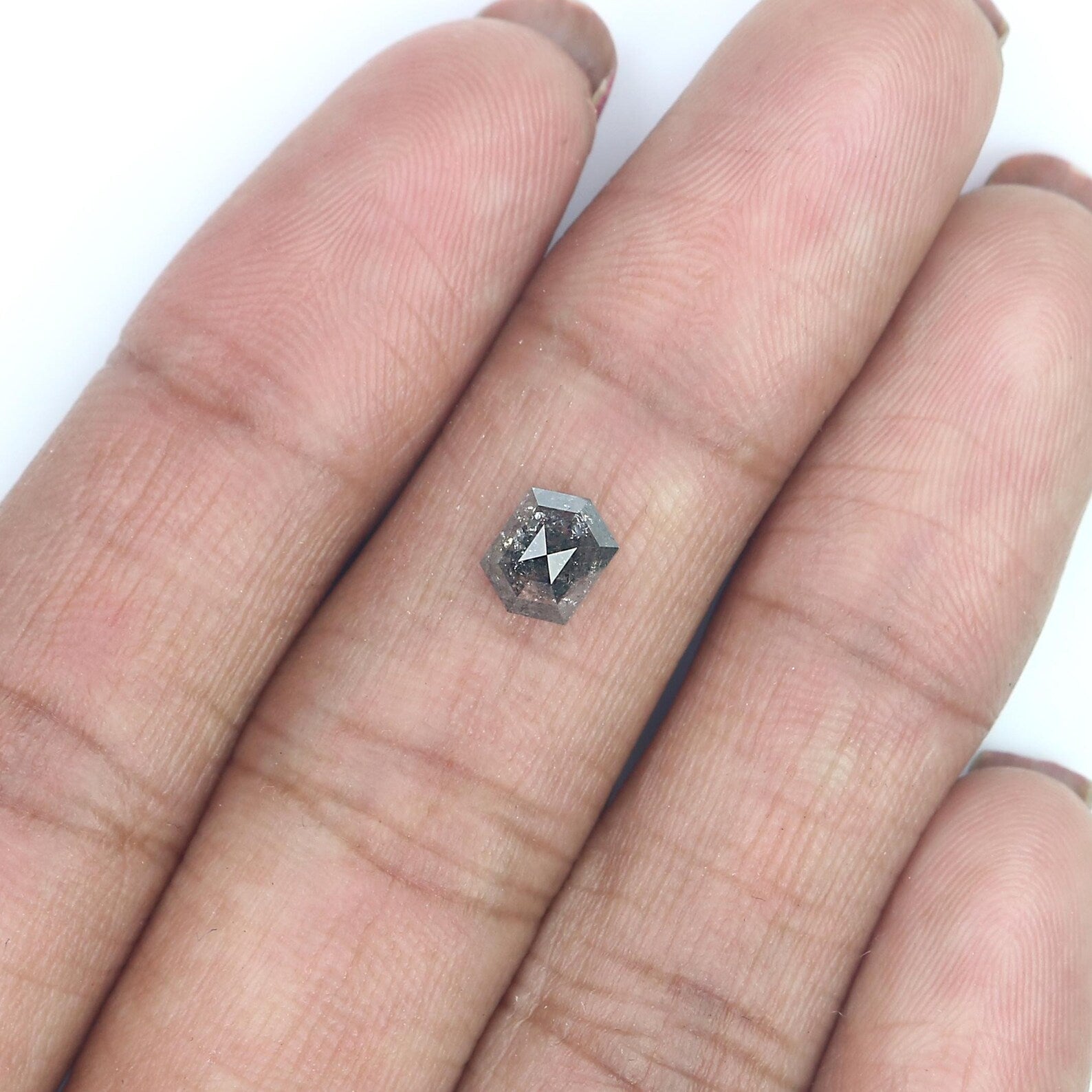 0.95 CT Natural Loose Hexagon Shape Diamond Salt And Pepper Hexagon Cut Diamond 6.40 MM Natural Loose Hexagon Shape Rose Cut Diamond QN1448