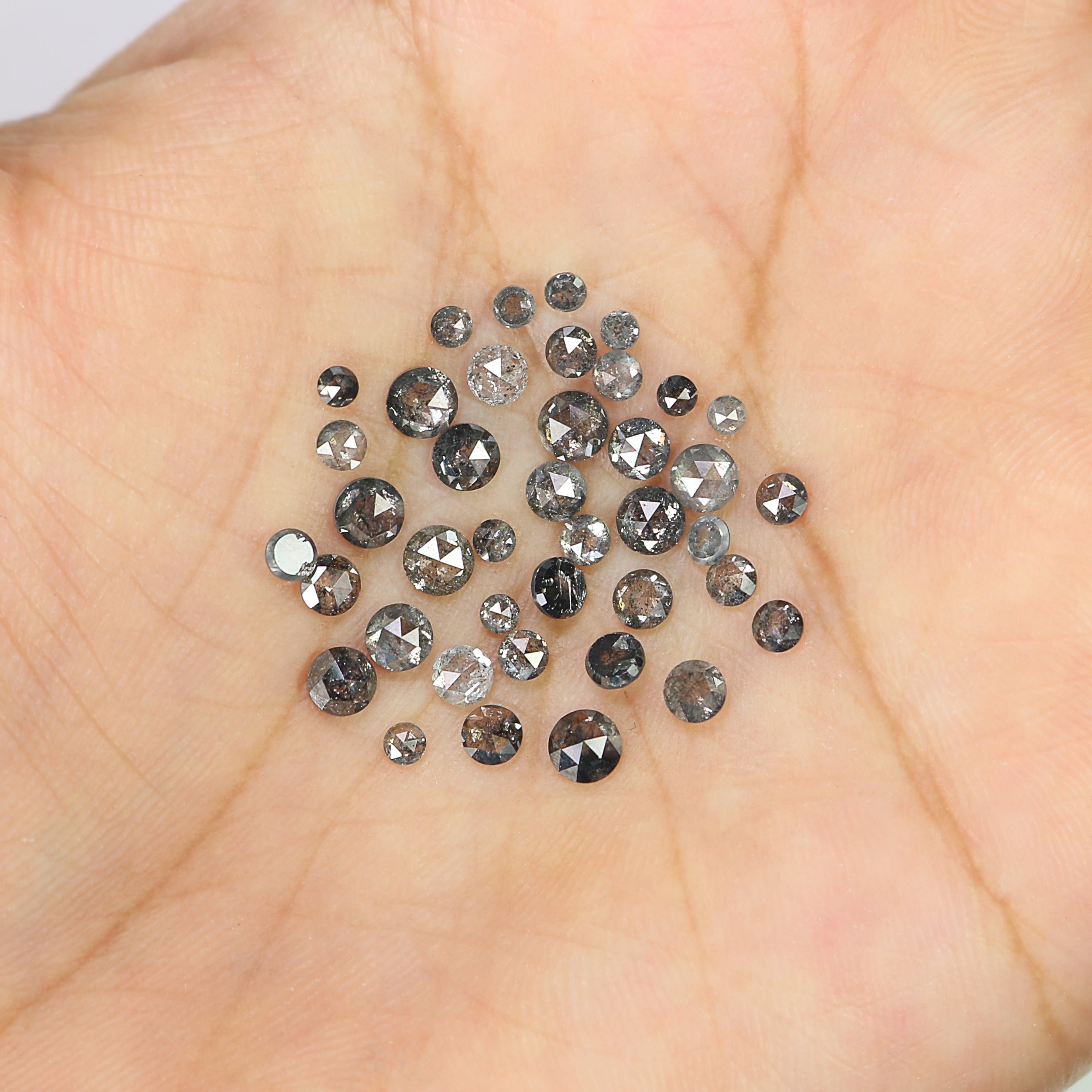 Natural Loose Round Rose Cut Salt Ana Pepper Diamond Fancy Rose Cut Black Grey Low Price Diamond 2.00 to 4.00 MM Round Shape Diamond Q10