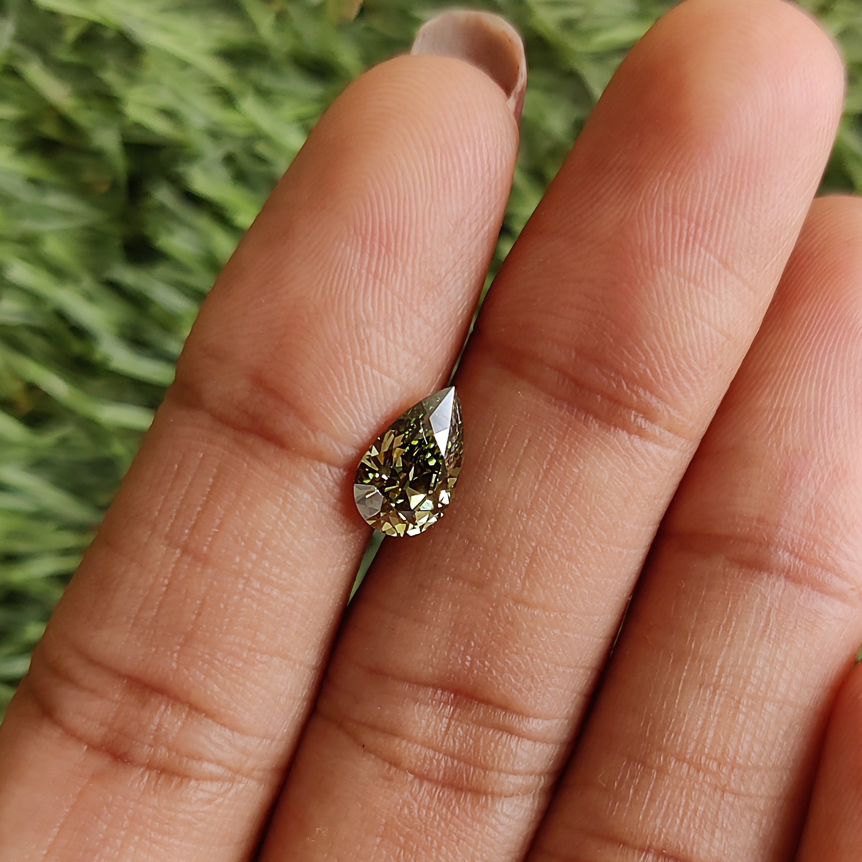 1.10 CT IGI Certified Pear Old European Cut Diamond Fancy Vivid Green Color VS2 Clarity Lab Grown Diamond Lab Created Lab Diamond L3675