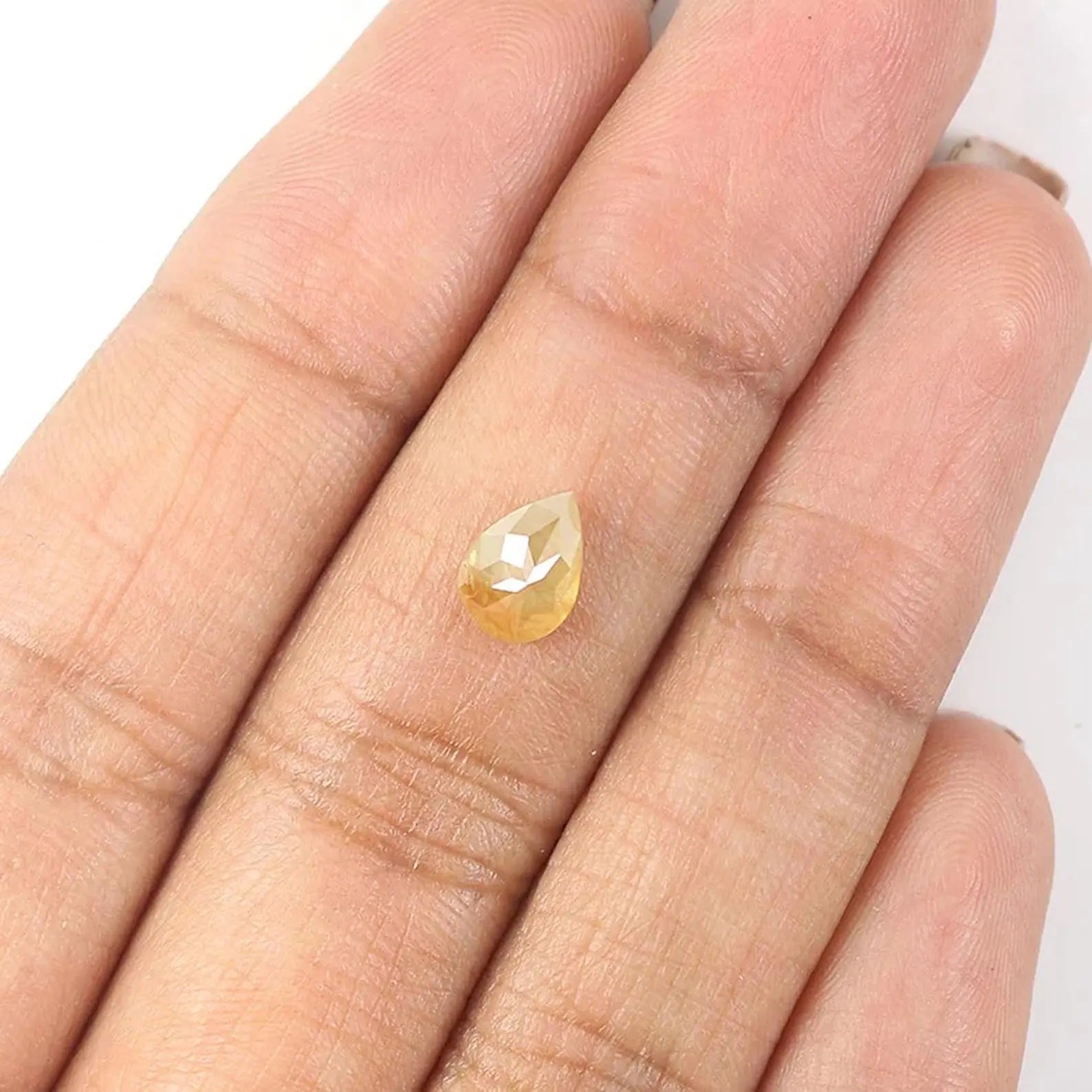 1.01 Ct Natural Loose Pear Shape Diamond Yellow Color Pear Diamond 7.40 MM Natural Loose Yellow Color Diamond Pear Rose Cut Diamond NQ1755