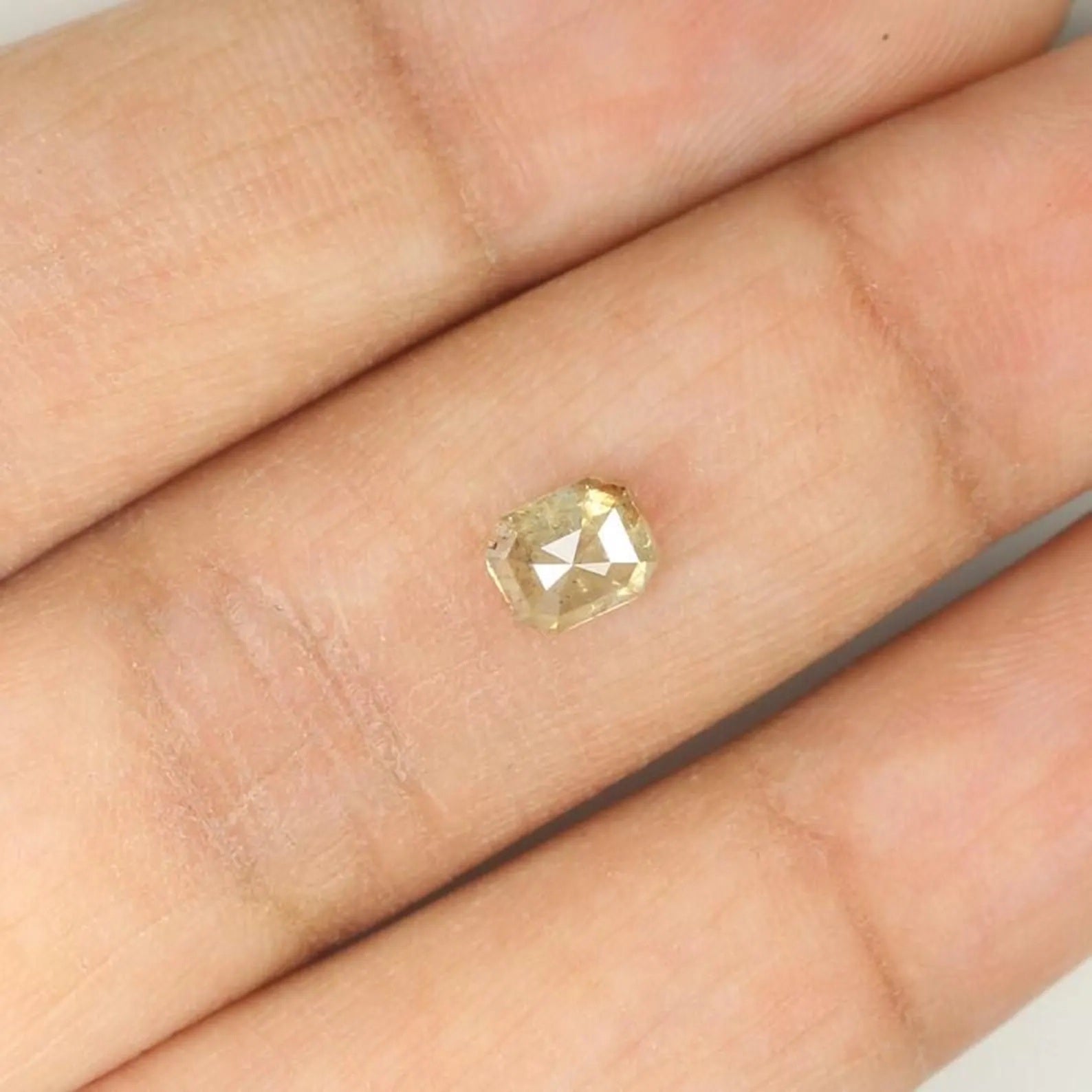 0.71 Ct Natural Loose Emerald Shape Diamond Grey Yellow Color Emerald Diamond 5.40 MM Natural Loose Diamond Emerald Rose Cut Diamond NQ447