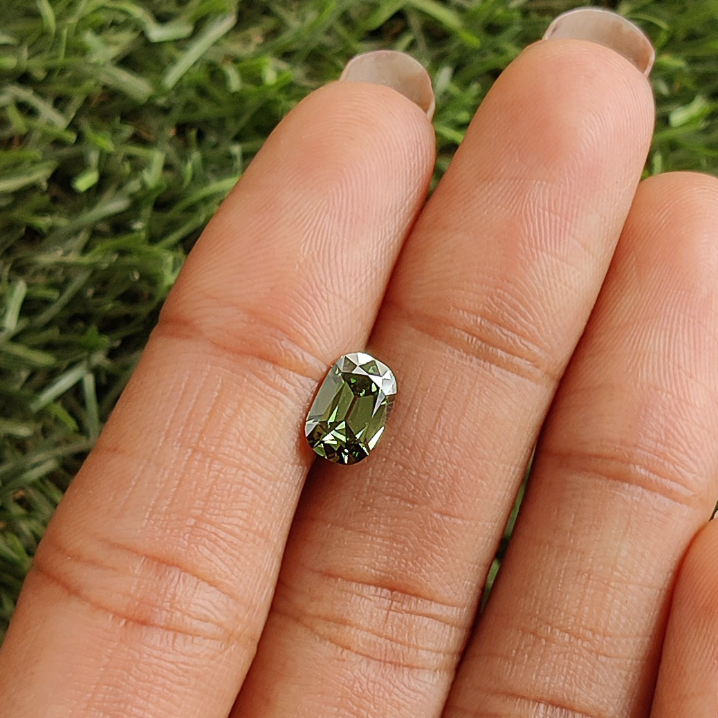 1.08 CT IGI Certified Cushion Old European Cut Diamond Fancy Vivid Green Color VS1 Clarity Lab Grown Diamond Lab Created Lab Diamond L3666