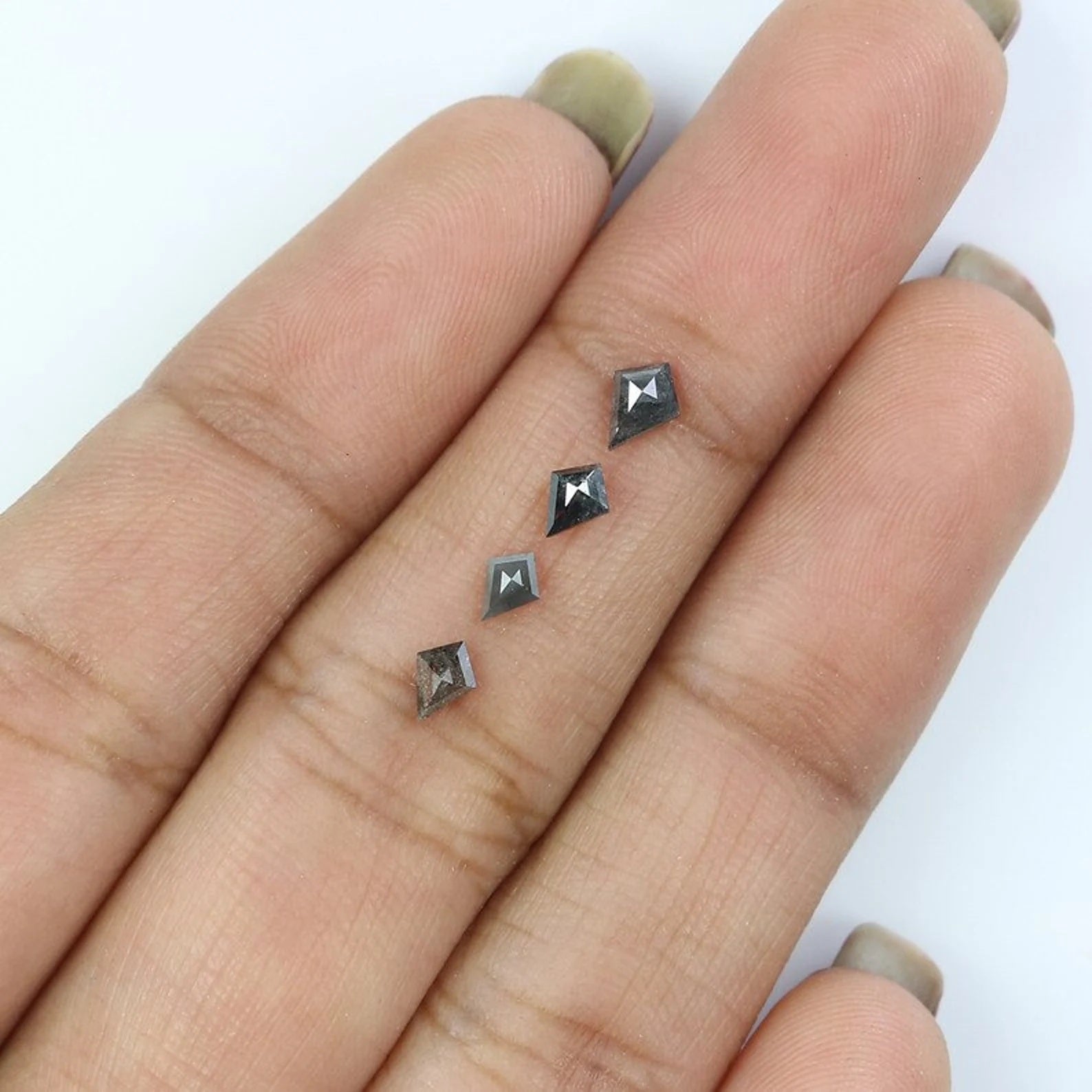 0.48 CT Natural Loose Kite Shape Diamond Salt And Pepper Kite Diamond 4.90 MM Natural Diamond Black Grey Color Kite Rose Cut Diamond NQ2430