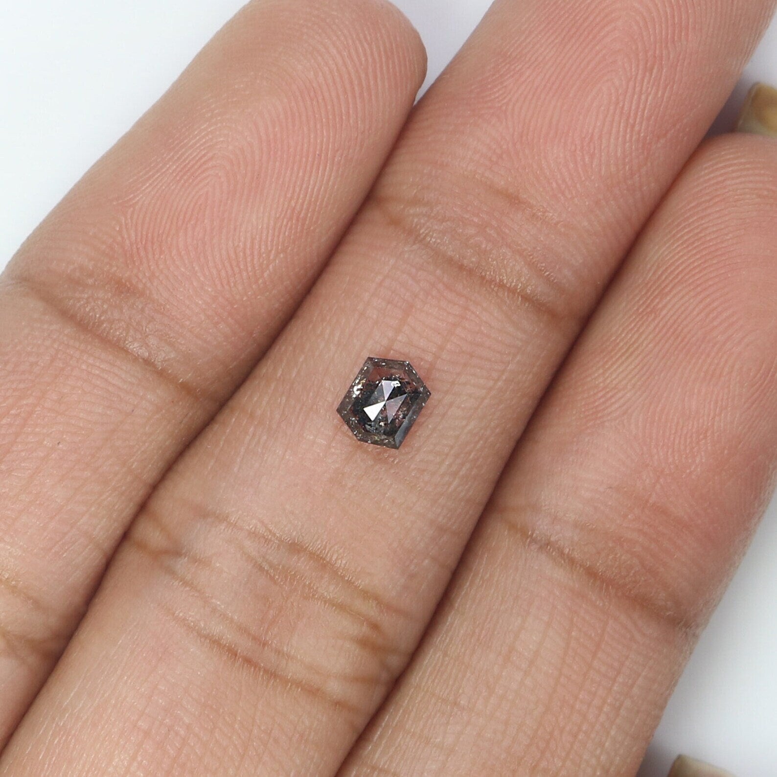 0.31 CT Natural Loose Hexagon Shape Diamond Salt And Pepper Hexagon Diamond 4.60 MM Black Gray Color Hexagon Shape Rose Cut Diamond NQ2176