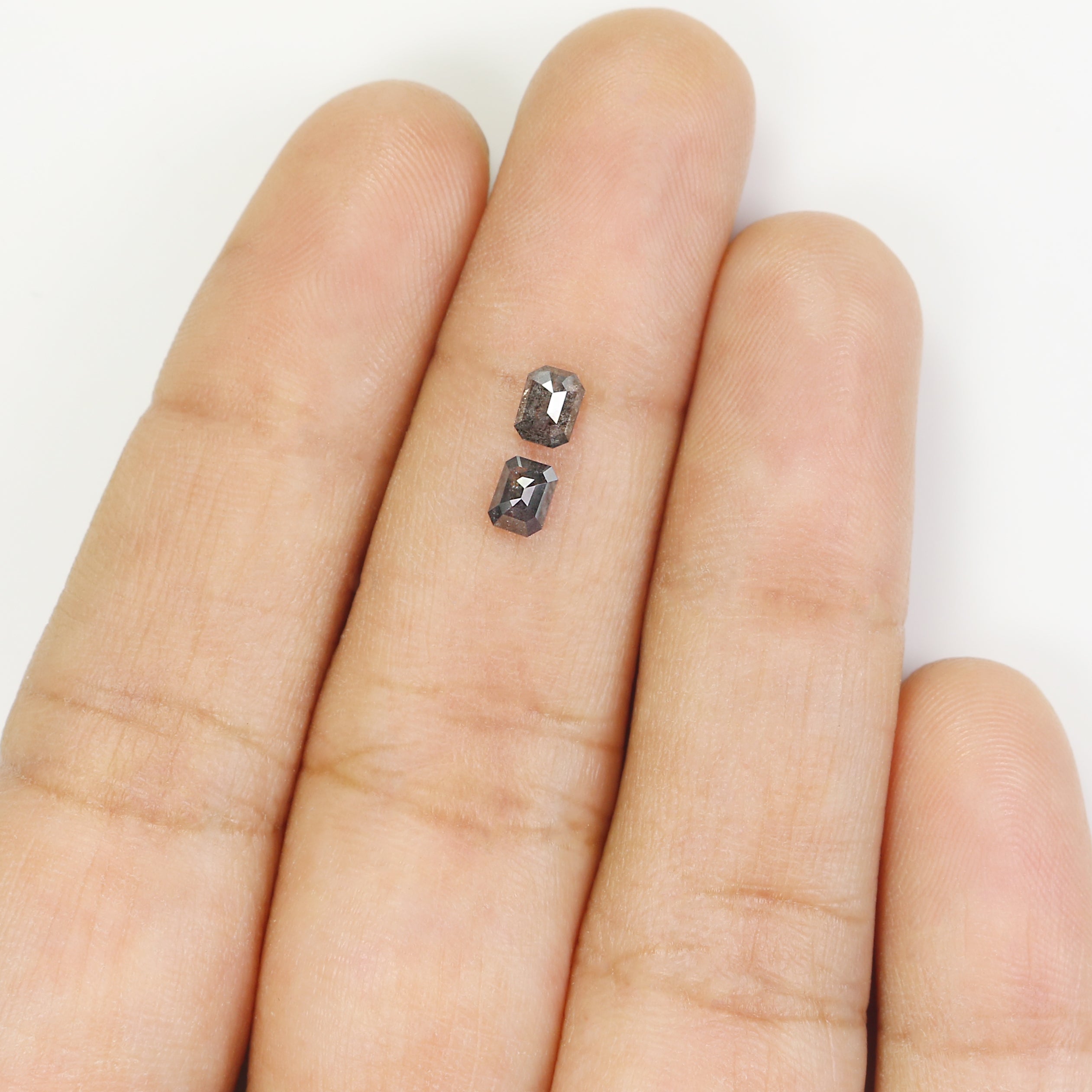 0.49 CT Natural Loose Emerald Pair Shape Diamond Salt And Pepper Emerald Diamond 4.00 MM Black Grey Color Emerald Rose Cut Diamond N2150