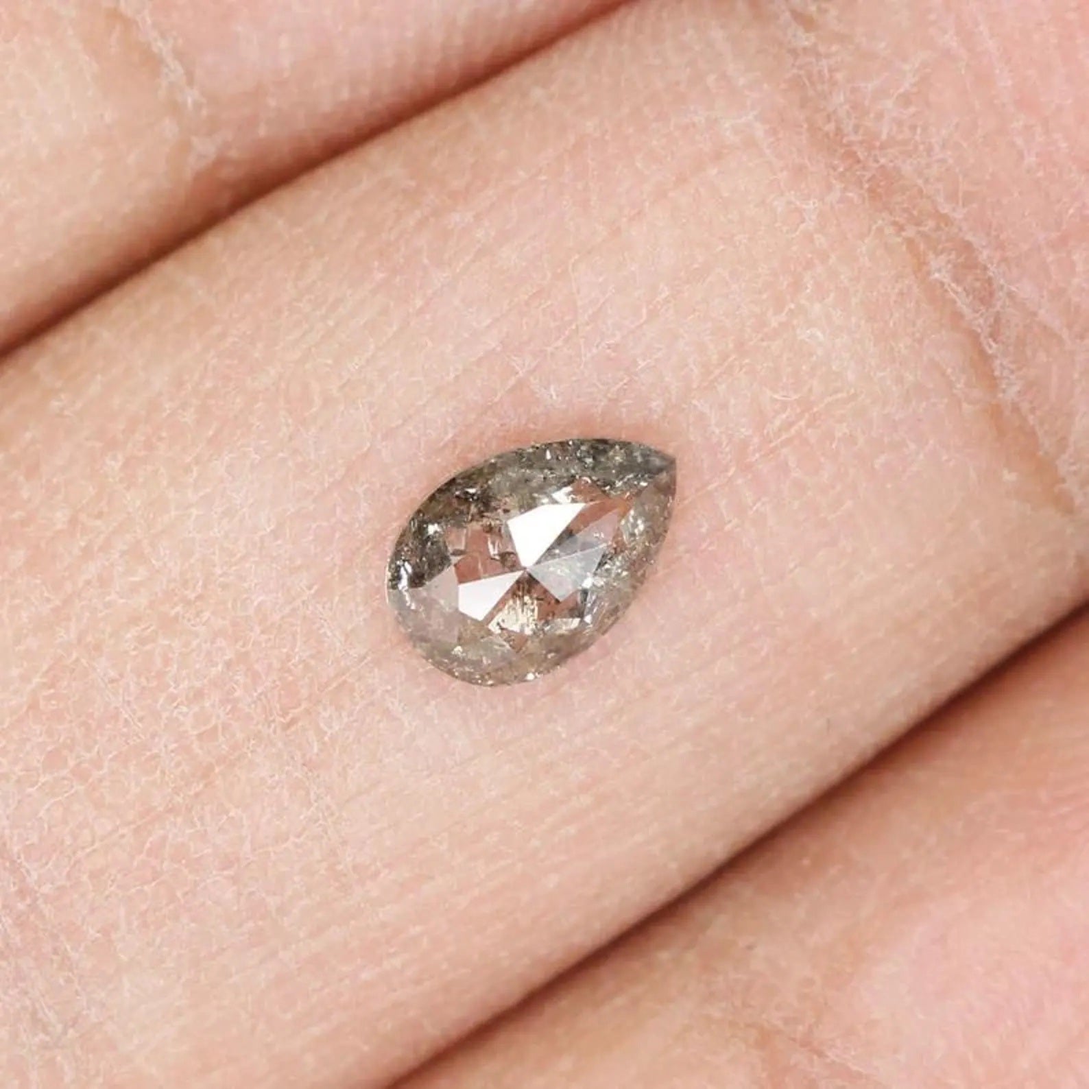 0.42 Ct Natural Loose Pear Shape Diamond Salt And Pepper Pear Cut Diamond 6.00 MM Natural Loose Black Grey Diamond Color Pear Diamond NQ1012
