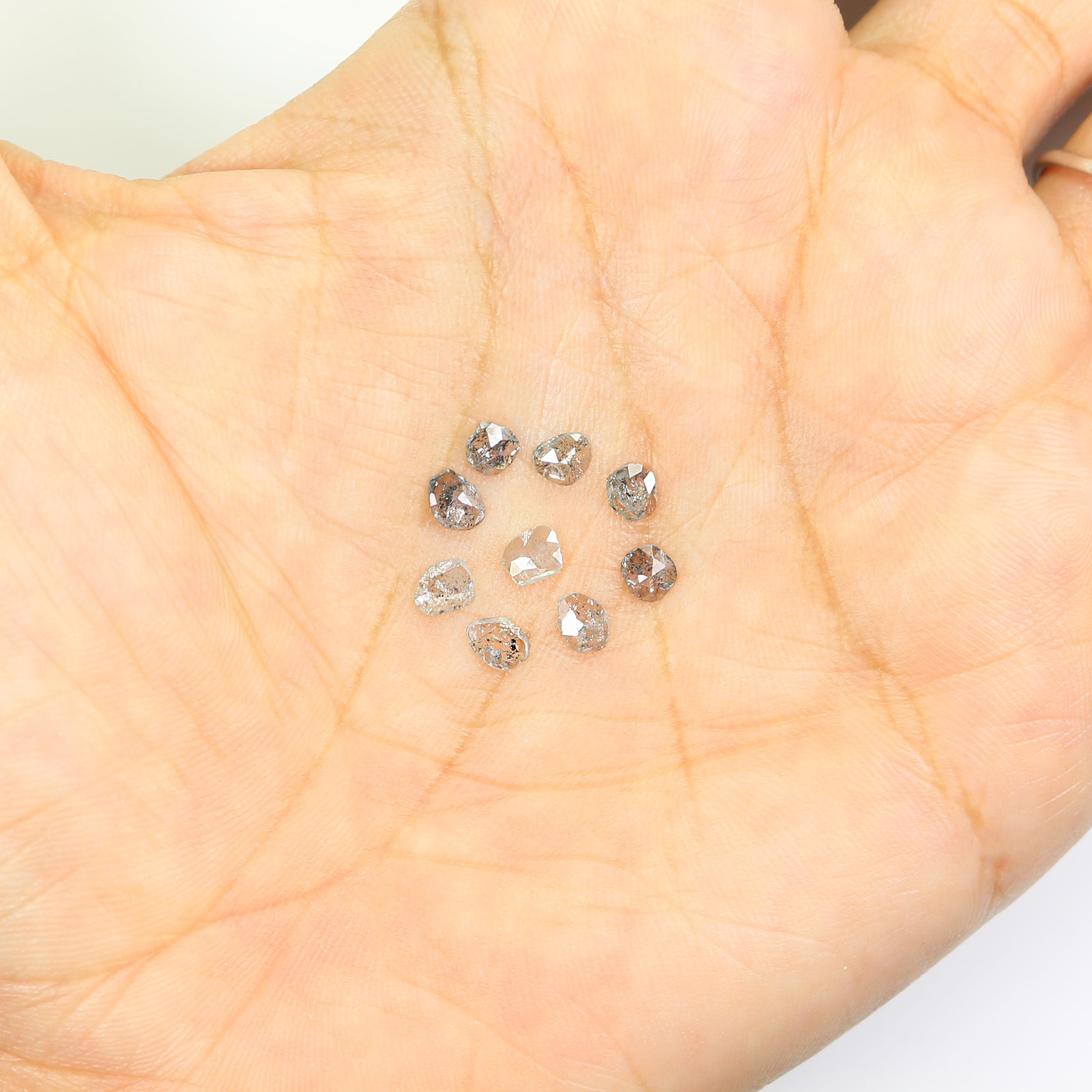 0.97 CT Natural Loose Slice Shape Diamond Salt And Pepper Slice Cut Diamond 4.15 MM Natural Black Grey Color Slice Rose Cut Diamond NQ2133