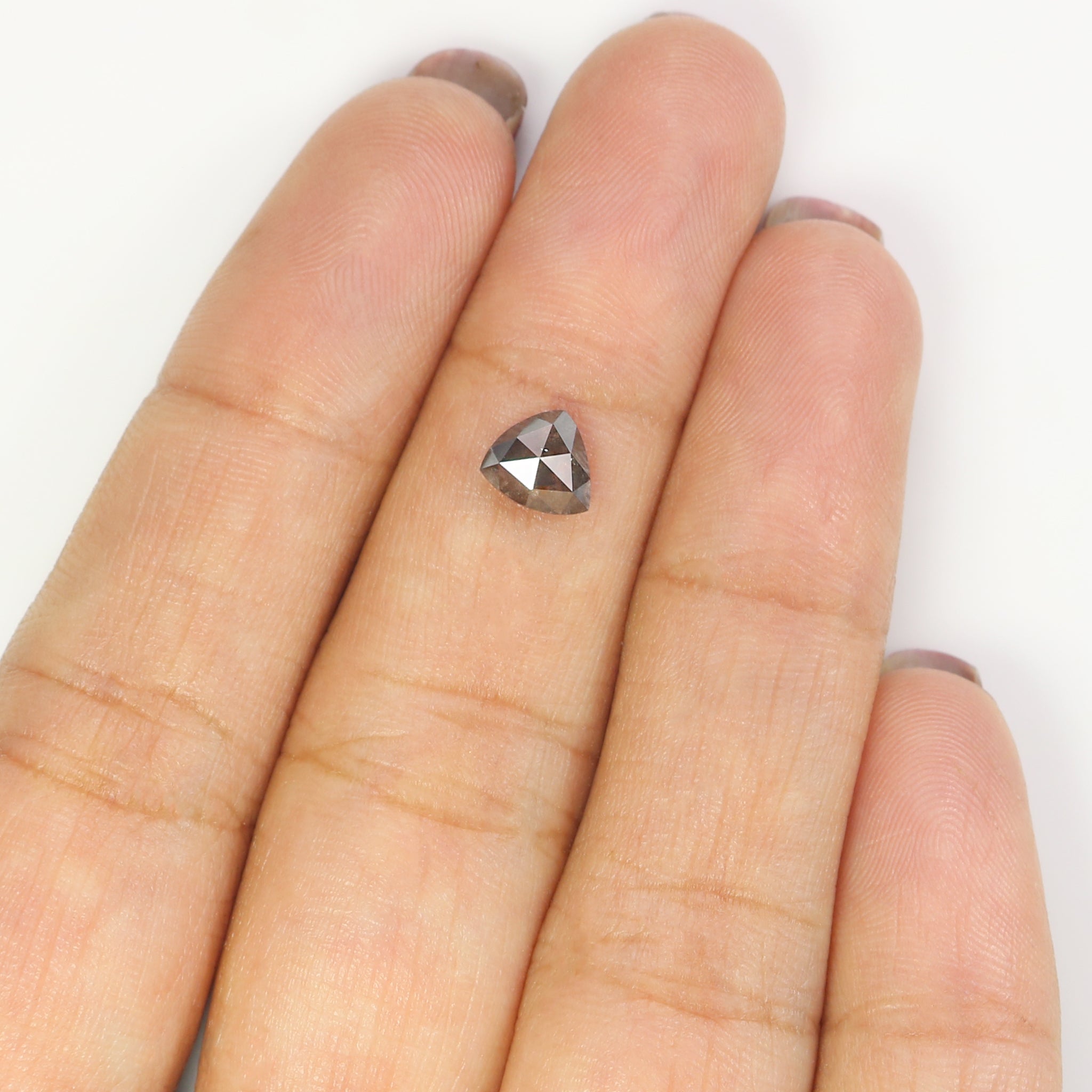 0.71 CT Natural Loose Triangle Shape Diamond Salt And Pepper Triangle Cut Diamond 6.05 MM Black Grey Color Triangle Rose Cut Diamond LQ8205