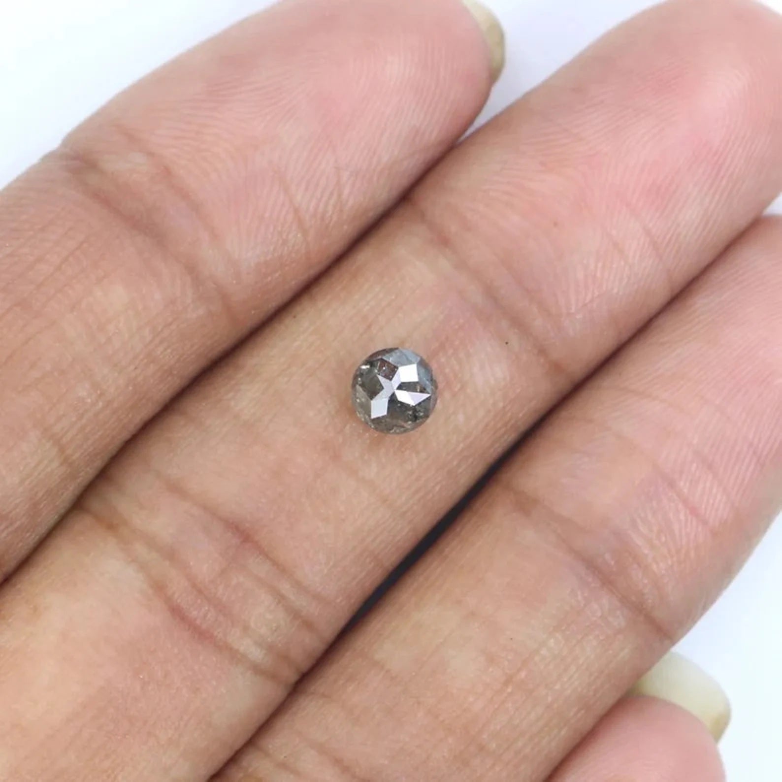 0.58 CT Natural Loose Round Shape Diamond Salt And Pepper Round Cut Diamond 4.75 MM Natural Black Grey Color Round Rose Cut Diamond NQ2309